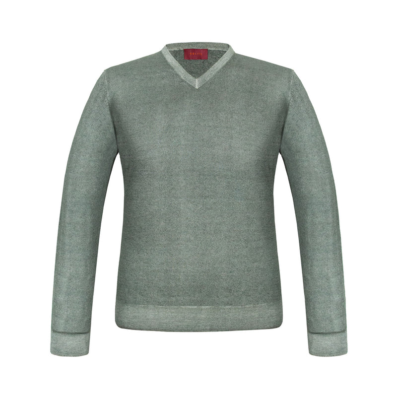 SUETER CUELLO V DE CASHMERE COLOR VERDE BOSQUE