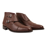 BOTIN EN PIEL DE VENADO TIPO OXFORD COLOR CAFÉ DOBLE STRAP (SOBRE PEDIDO)