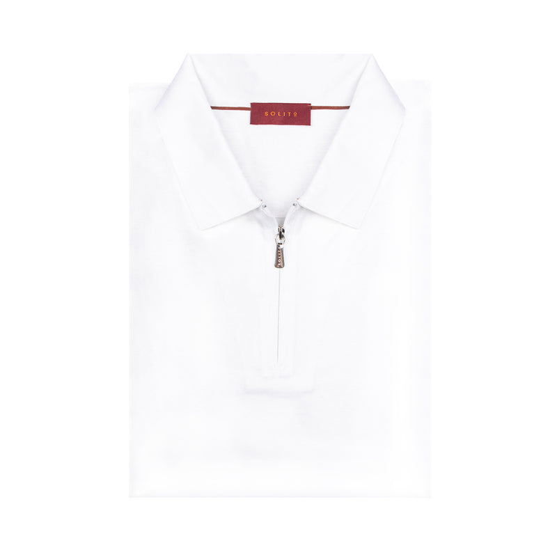 PLAYERA TIPO POLO MANGA CORTA CON ZIPPER EN COLOR BLANCO