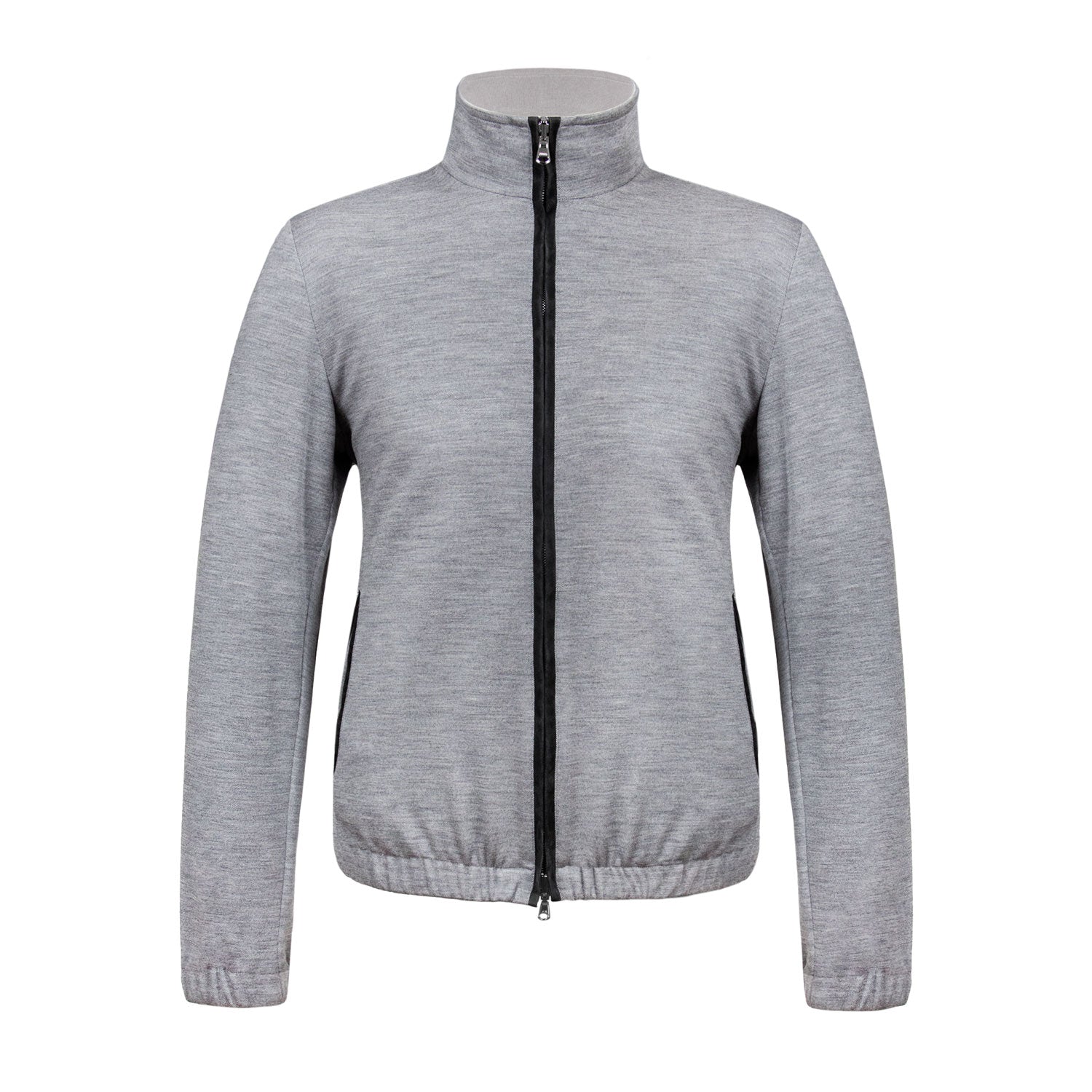 CHAMARRA CORTA REVERSIBLE EN ALGODON JERSEY EN COLOR GRIS MEDIO E INTERNO BLANCO