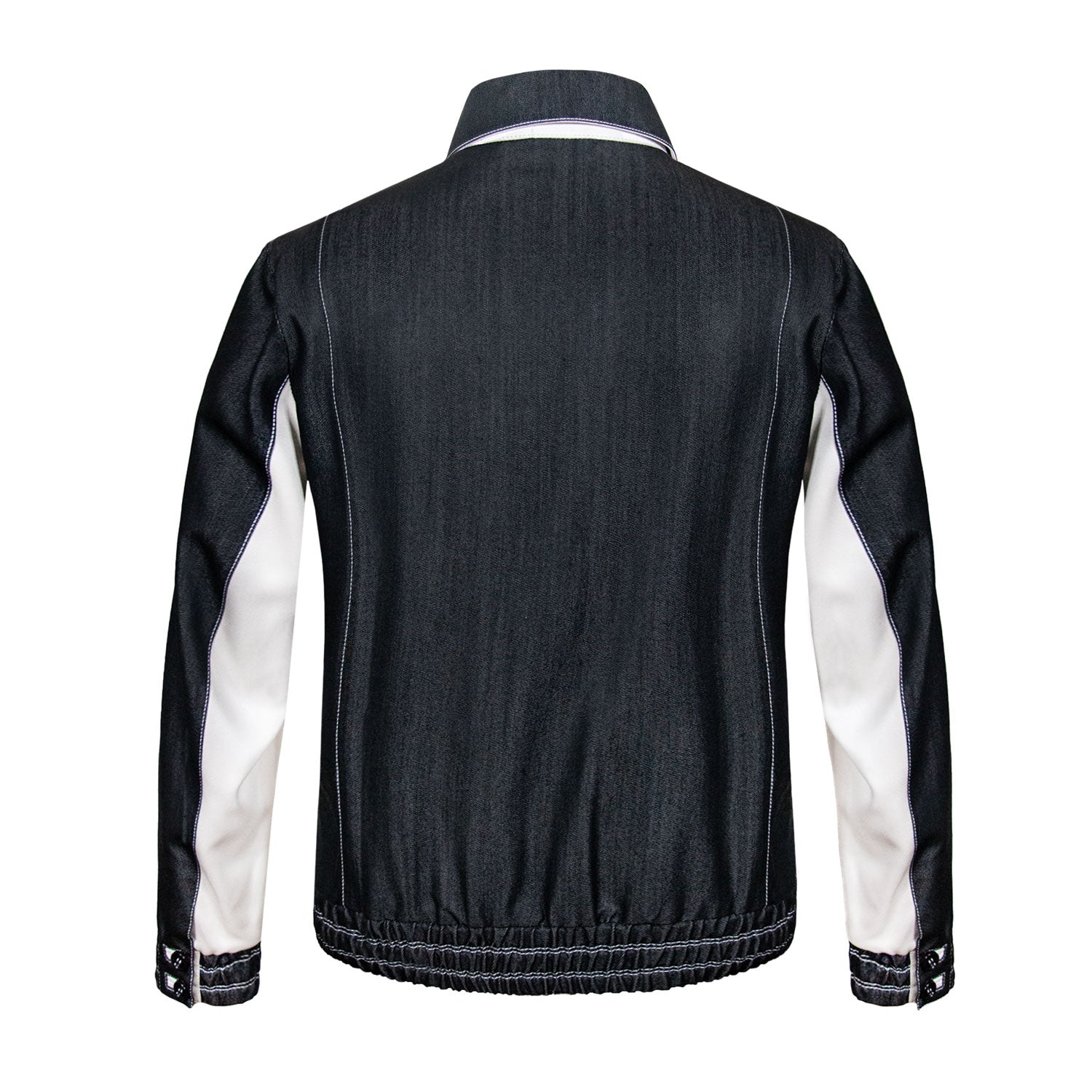 CHAMARRA CORTA ESTILO BOMBER EN SEDA GRIS CON CUELLO DESMONTABLE Y ACABADOS EN PIEL EXÓTICA DE COCODRILO BLANCO