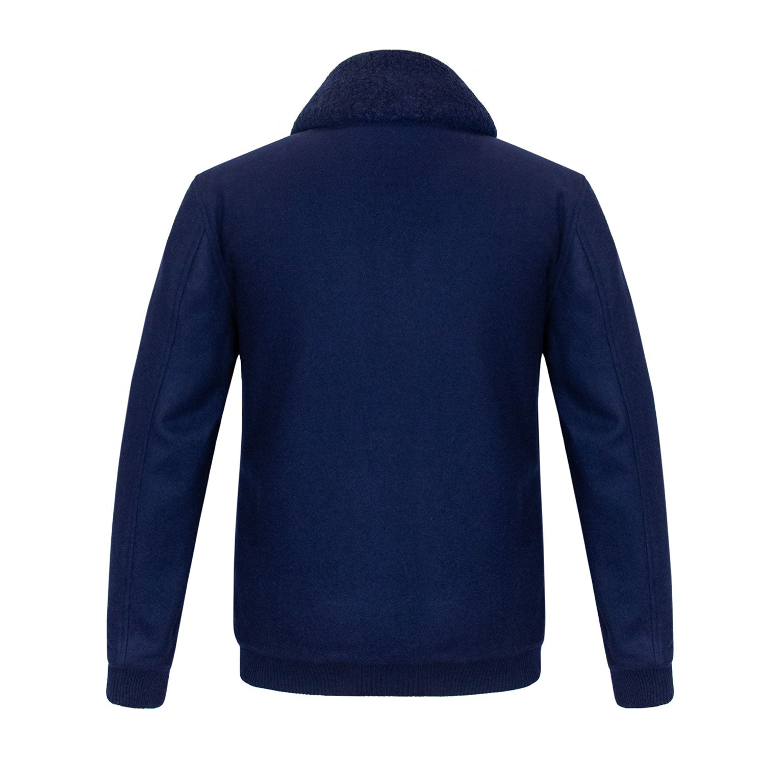 CHAMARRA CORTA DE LANA AZUL CON CUELLO DESMONTABLE DE ECO-FUR AZUL