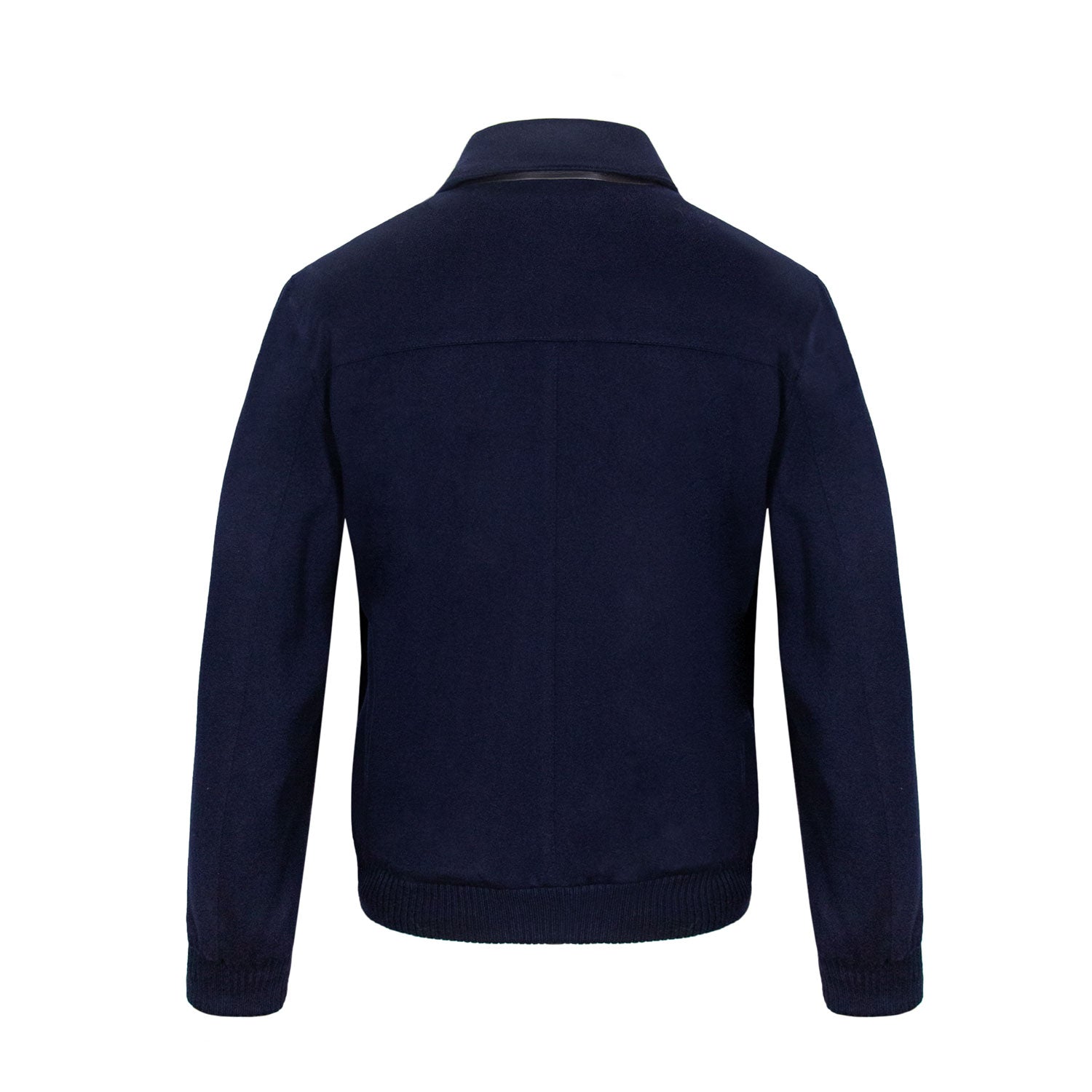 CHAMARRA CORTA DE CASHMERE AZUL CON INTERIOR DE LAPIN Y CUELLO DESMONTABLE DE VISÓN