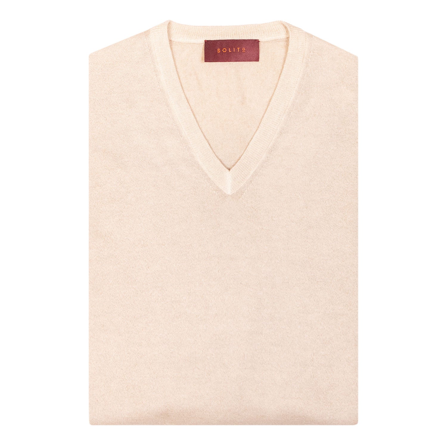 SUETER CUELLO V DE CASHMERE COLOR ARENA