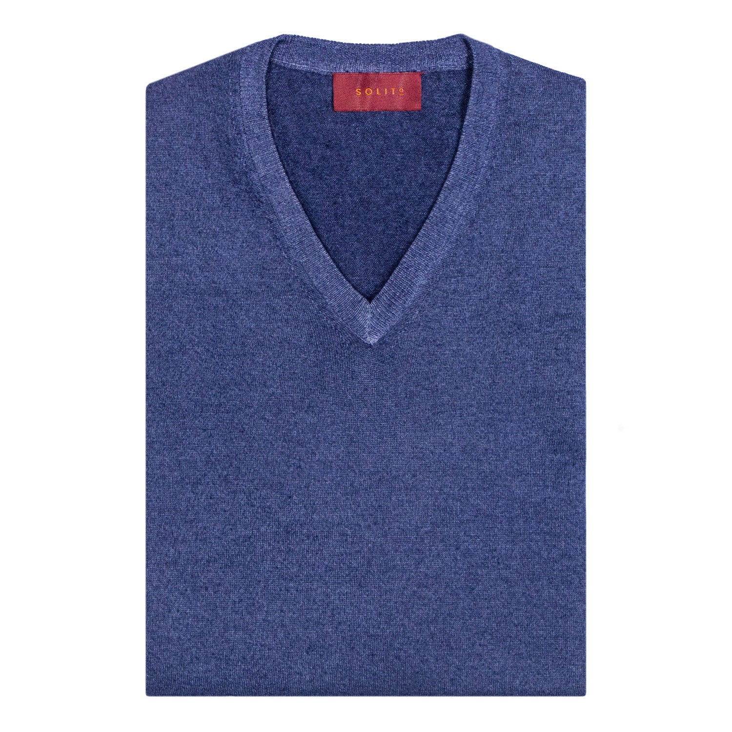 SUETER CUELLO V DE CASHMERE COLOR AZUL MEDIA NOCHE