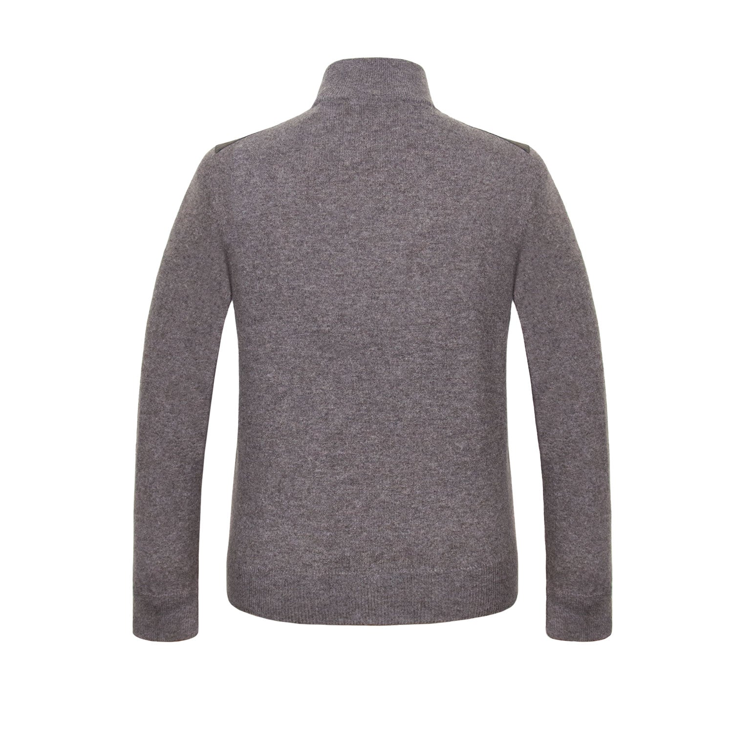 SUÉTER DE CASHMERE CON DELANTERO EN ALCANTARA COLOR MARRÓN