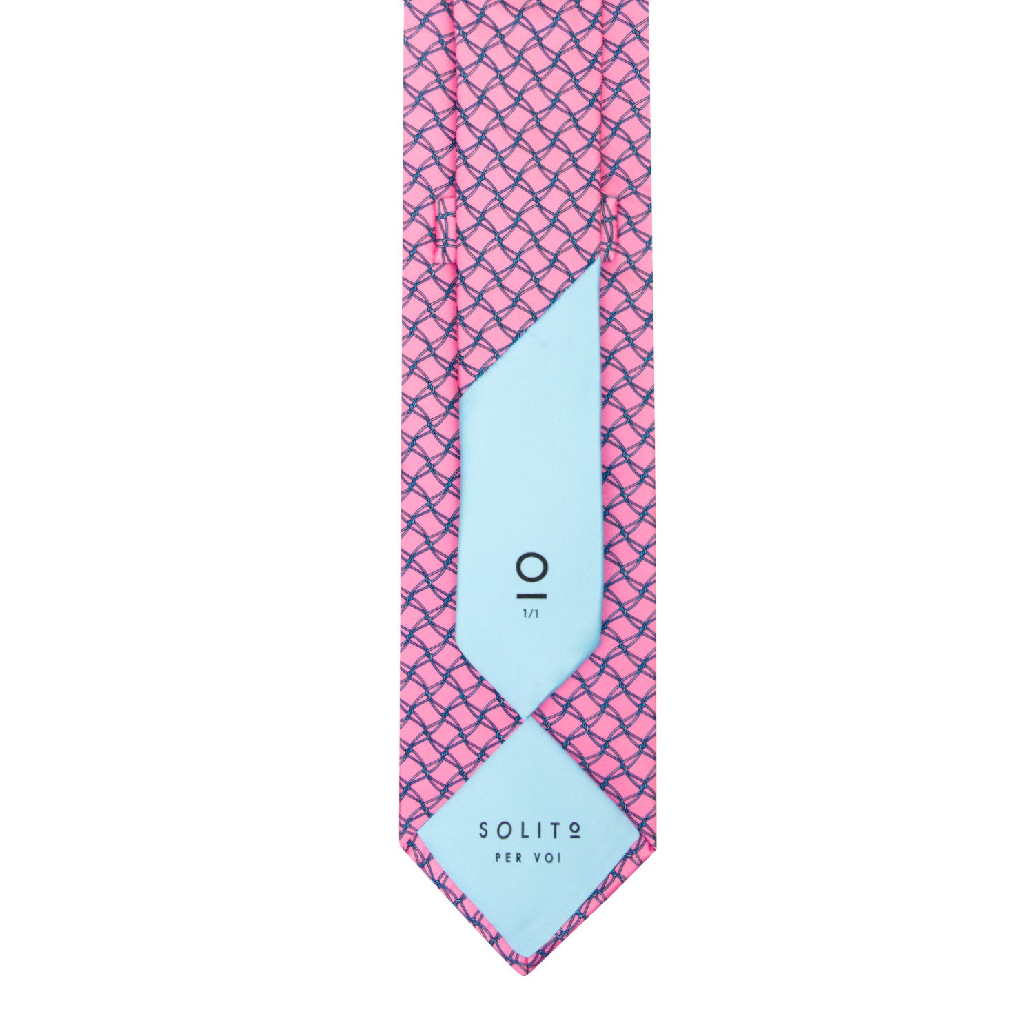 CORBATA EN SET CON PAÑUELO DE SEDA CON DIBUJO DE RED ROSA EN TURQUESA