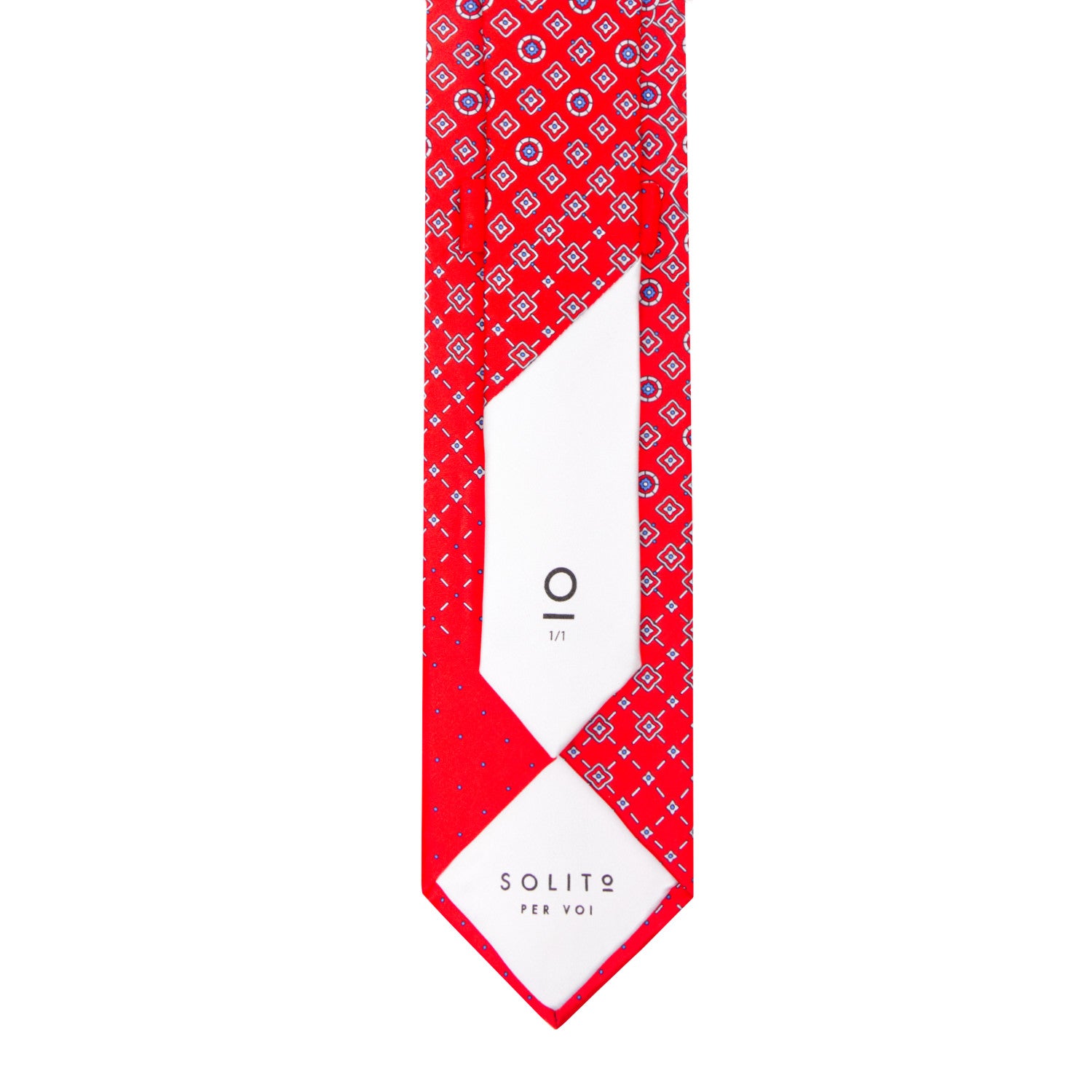 CORBATA EN SET CON PAÑUELO DE SEDA CON DIBUJOS GEOMÉTRICOS DE GRIS Y ROJO