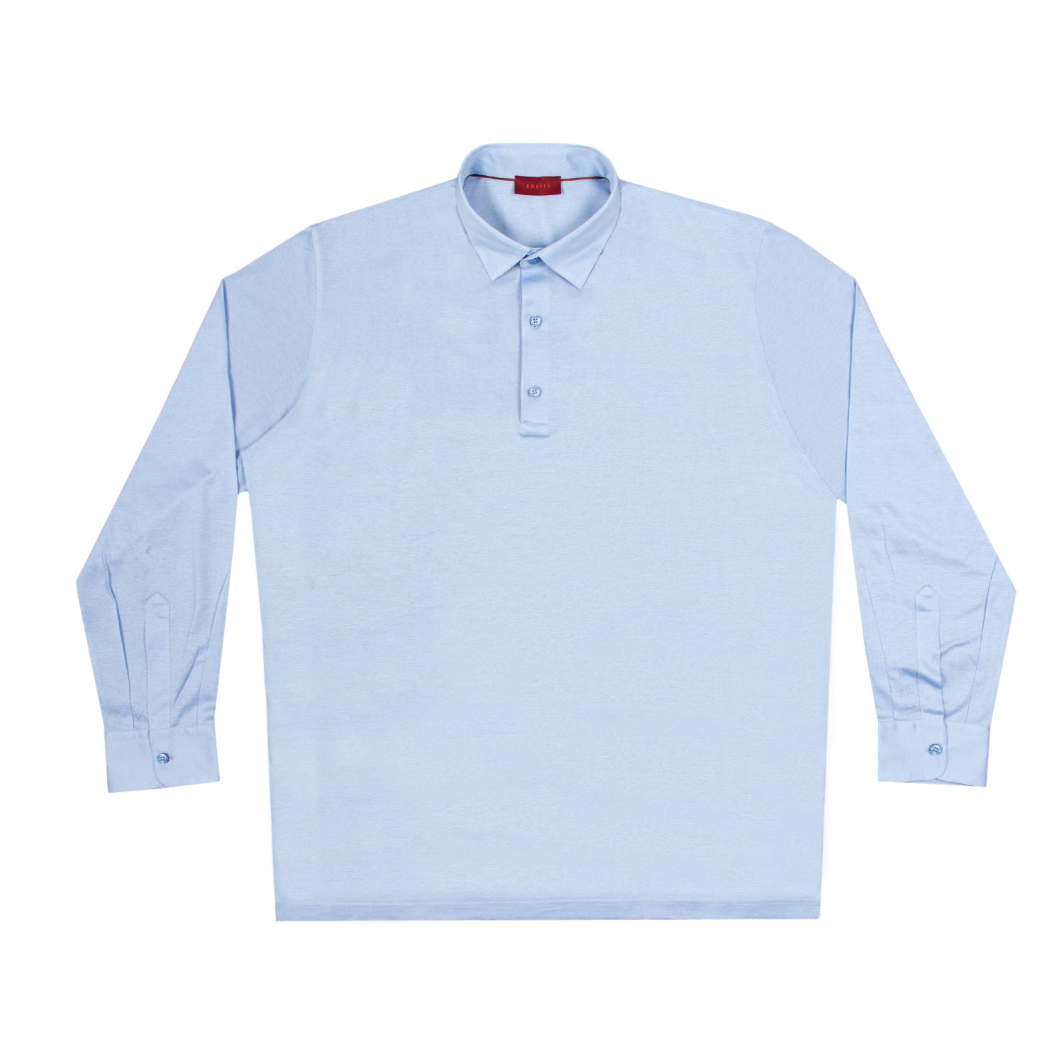 PLAYERA POLO DE BOTONES MANGA LARGA EN 100% ALGODÓN COLOR AZUL CIELO