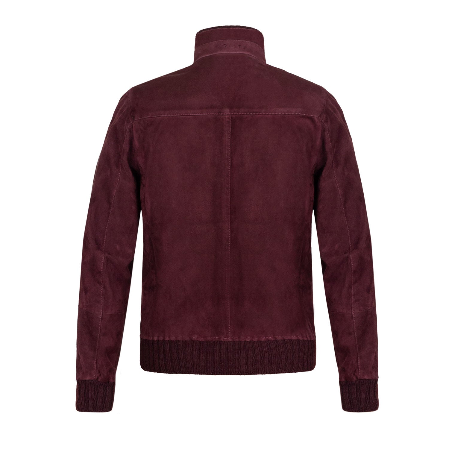 CHAMARRA CORTA EN GAMUZA BABY SUEDE DESESTRUCTURADA EN COLOR VINO