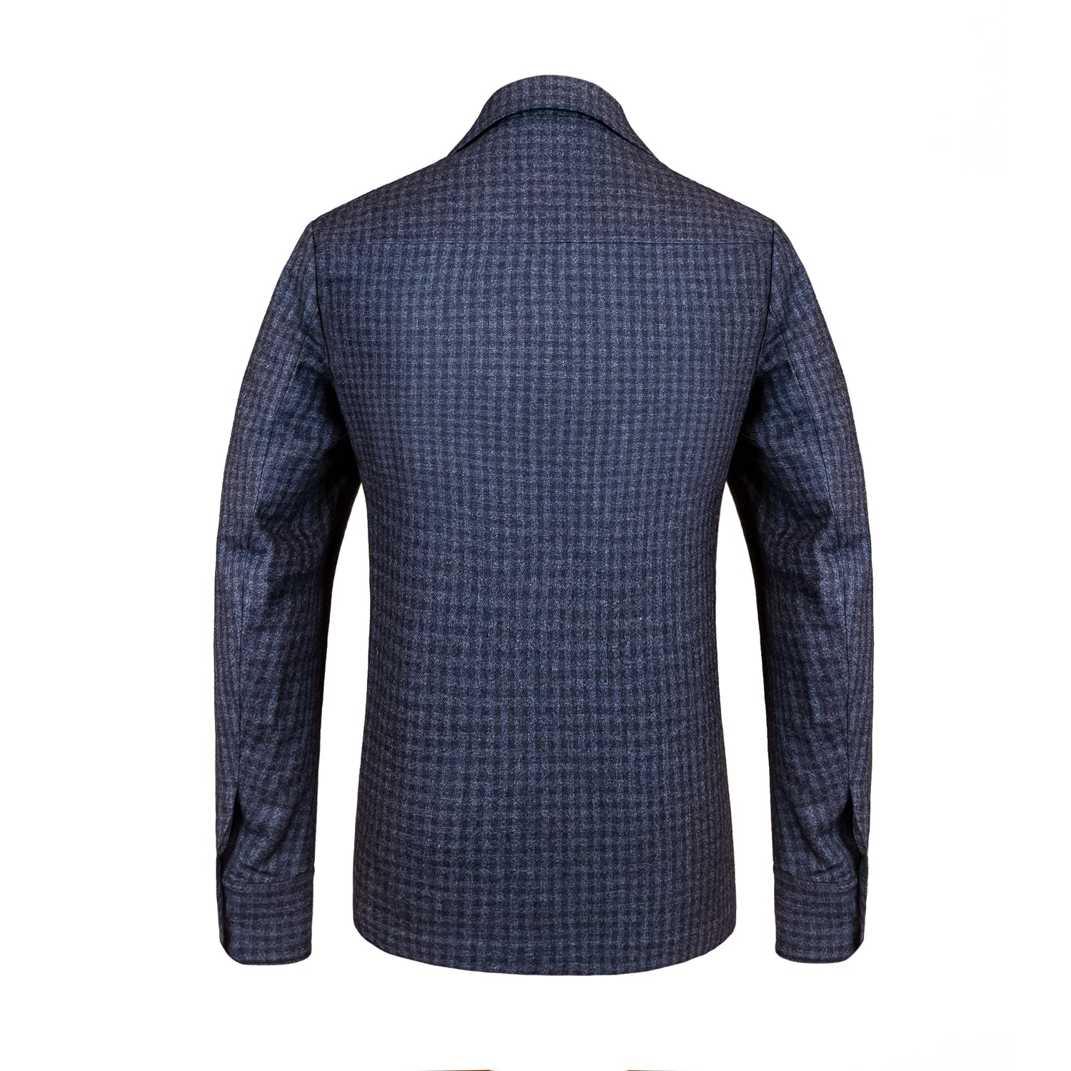 CHAMARRA CORTA ULTRALIGERA CUELLO CAMISA FANTASIA DE CUADROS AZUL CLARO Y OBSCURO