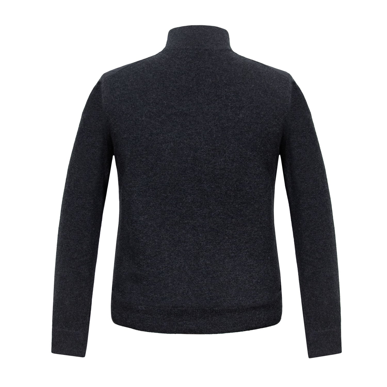 SUÉTER DE CASHMERE CON DELANTERO EN ALCANTARA COLOR GRIS MEDIO