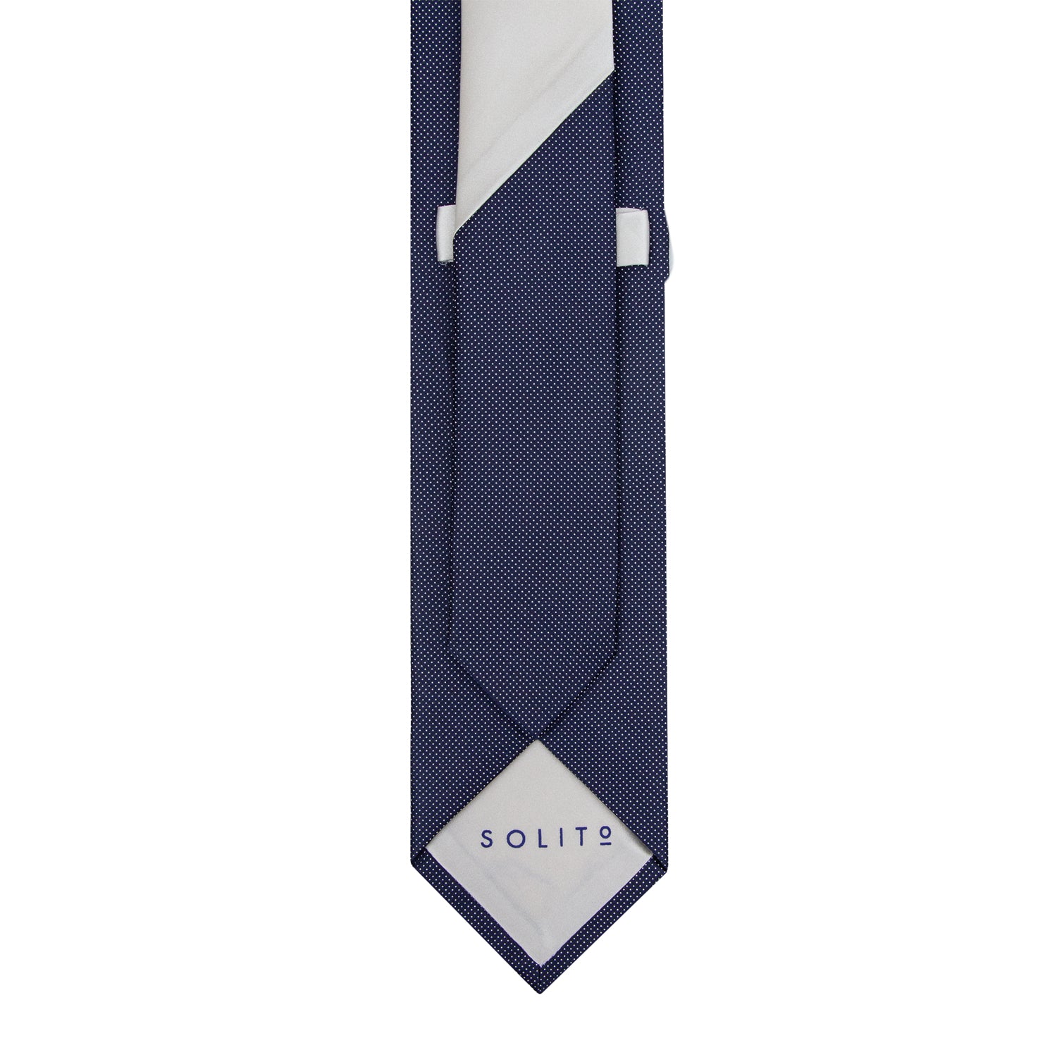CORBATA SOLITO WOVEN AZUL MARINO CON MICRO POLKA DOT BLANCO