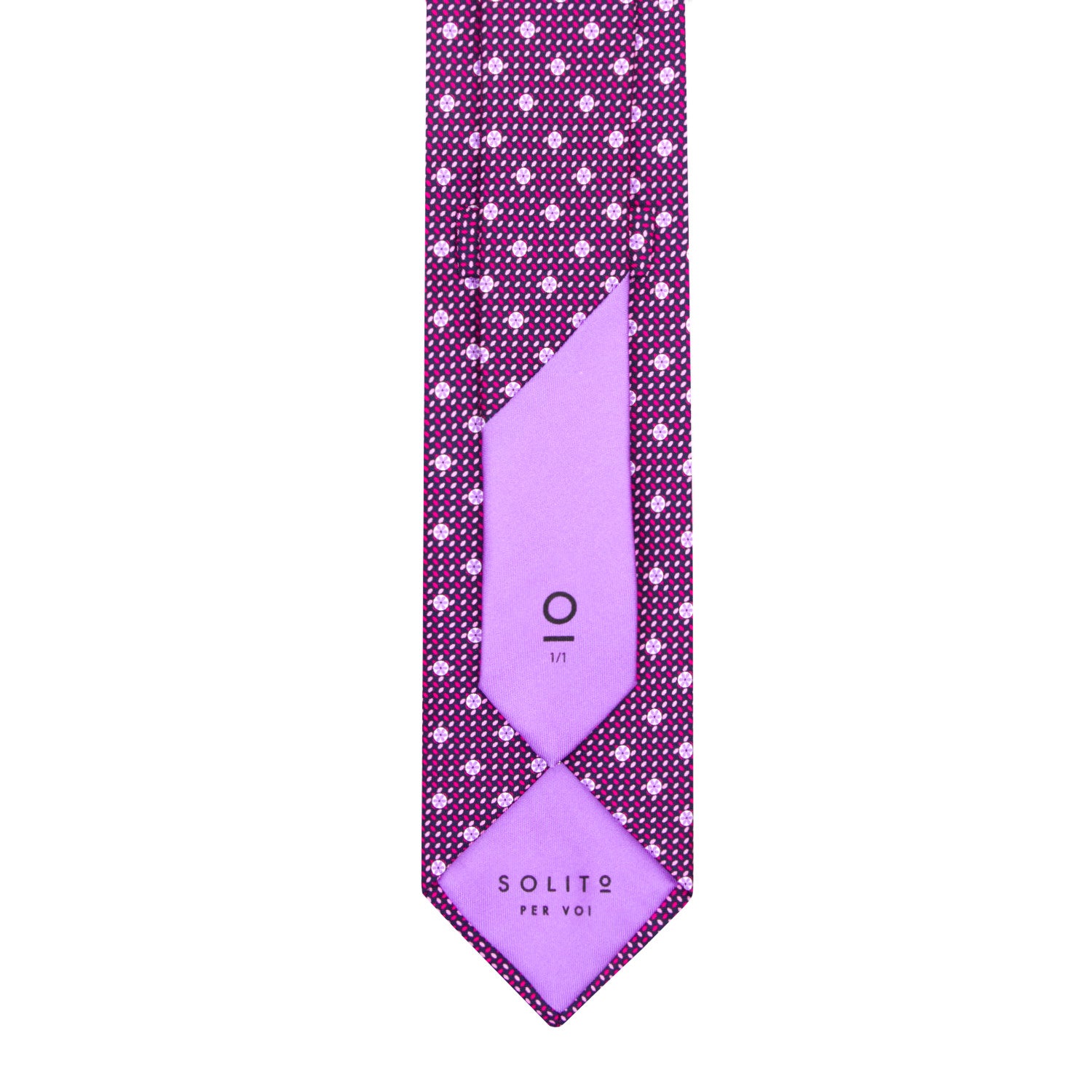 CORBATA EN SET CON PAÑUELO DE SEDA CON PUNTOS EN COLOR MORADO