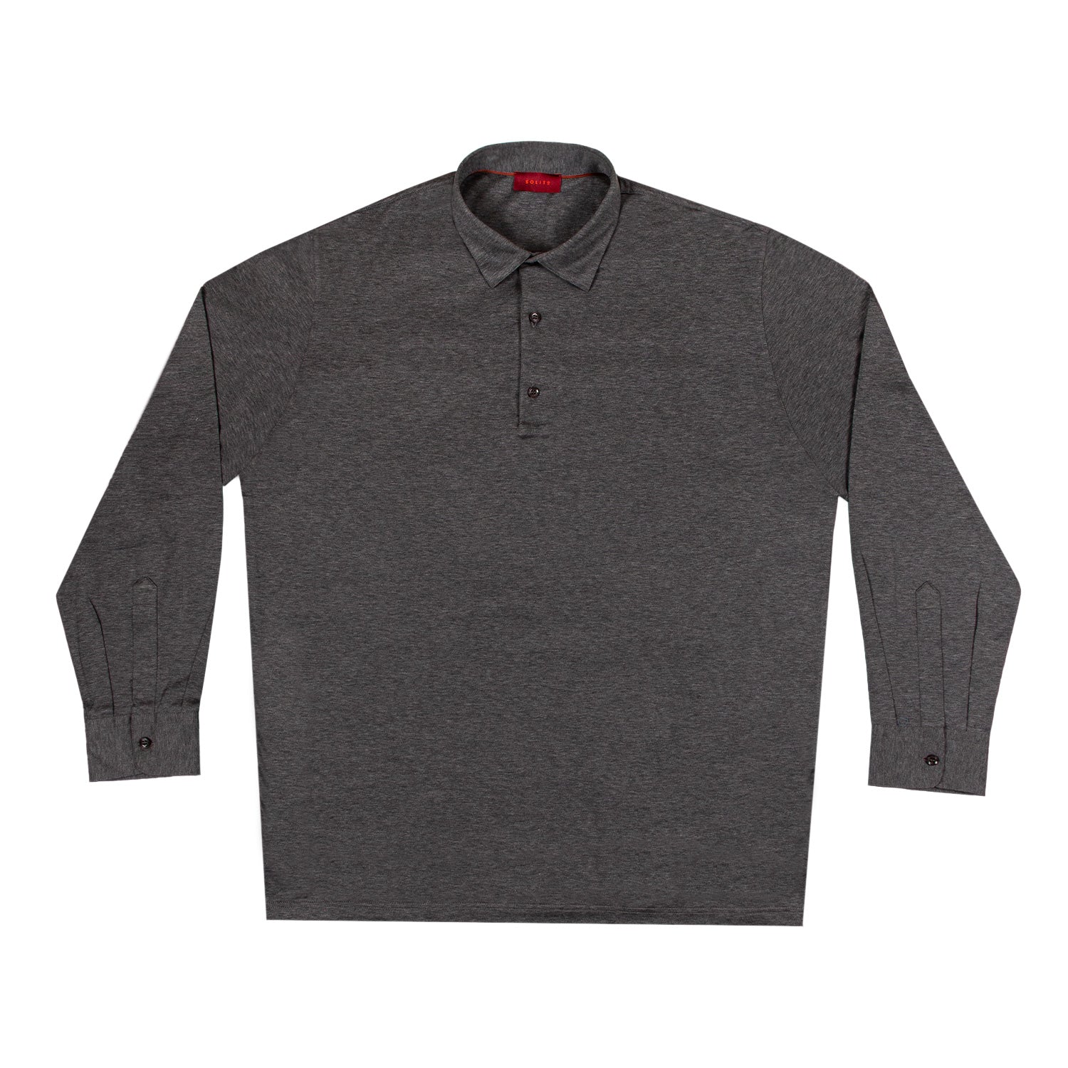 PLAYERA POLO DE BOTONES MANGA LARGA EN 100% ALGODÓN COLOR GRAPHITE
