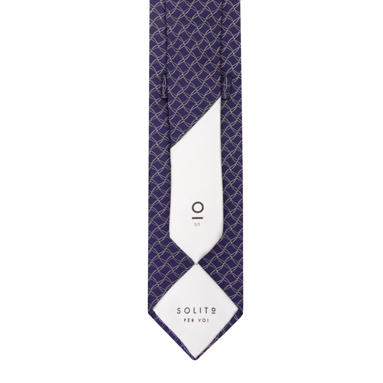 CORBATA EN SET CON PAÑUELO DE SEDA CON DIBUJO DE RED EN GRIS EN AZUL MARINO