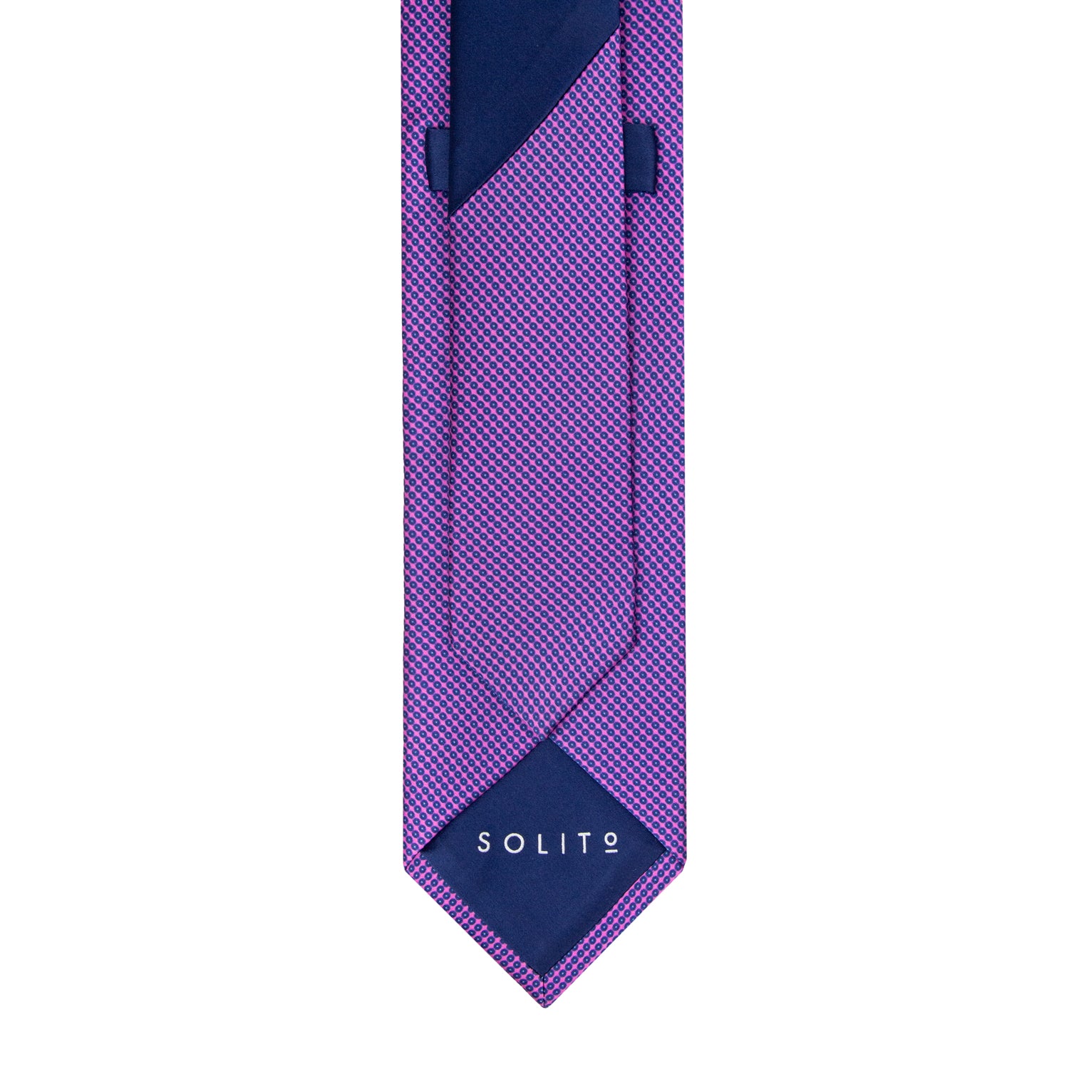 CORBATA SOLITO PRINT SATIN ROSA CON PUNTOS AZULES
