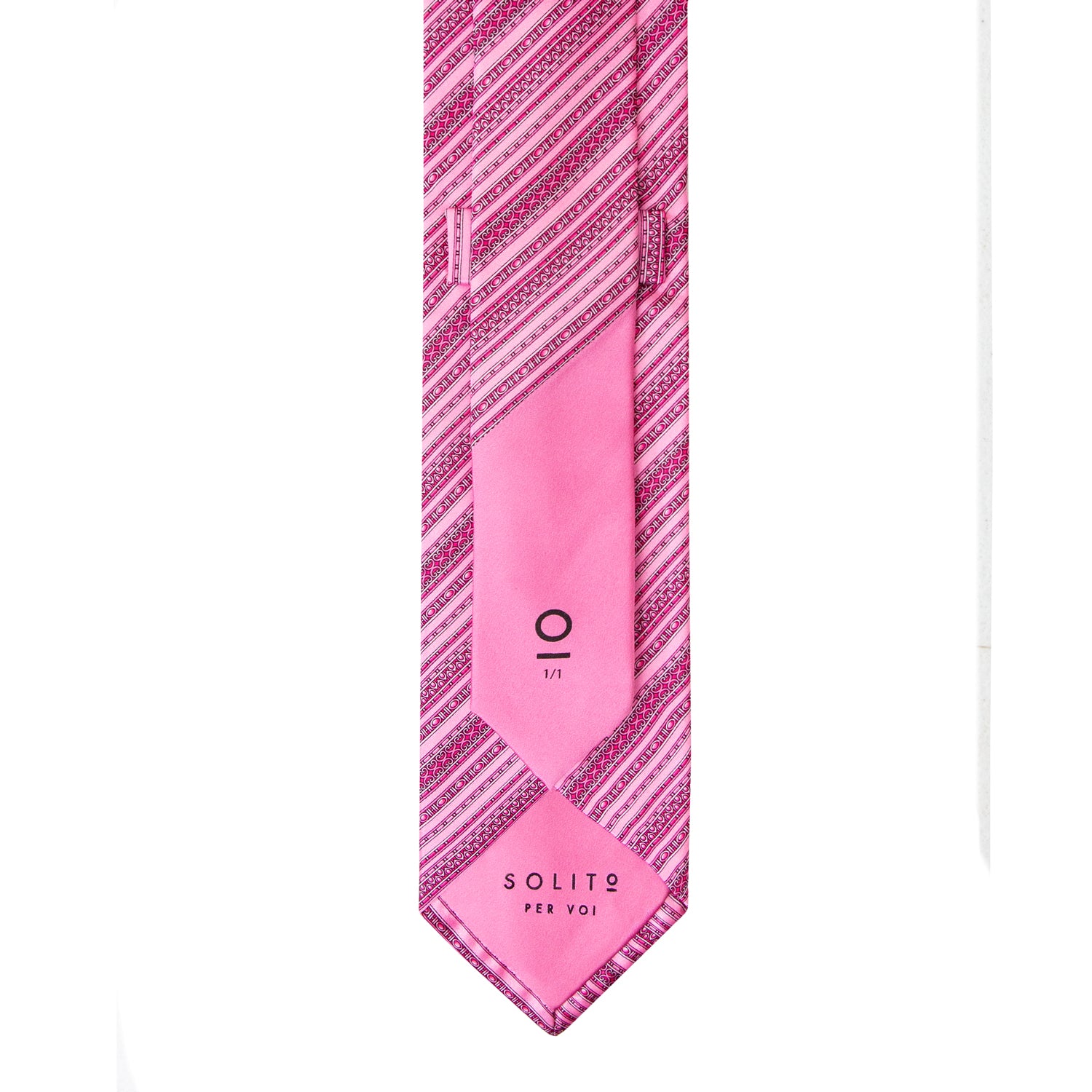 CORBATA EN SET CON PAÑUELO DE SEDA RAYADA EN FANTASÍAS FUCSIA Y ROSA