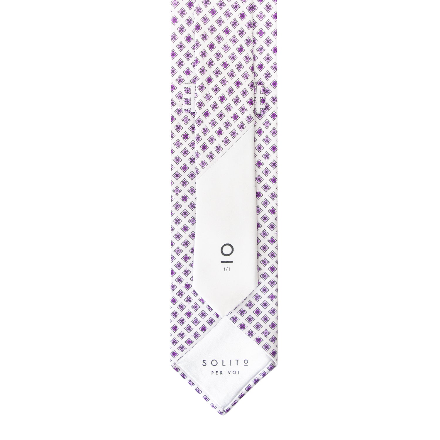 CORBATA EN SET CON PAÑUELO DE SEDA GRIS CLARO CON CUADROS MORADOS