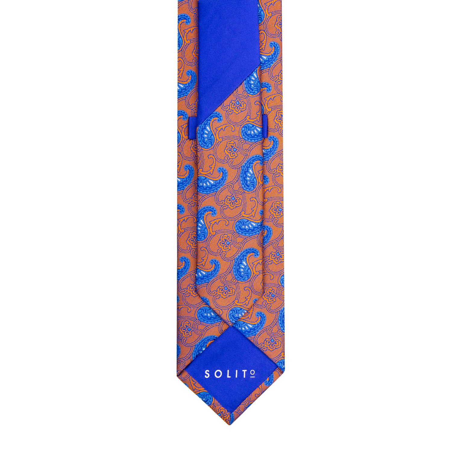 CORBATA SOLITO NARANJA CON AMIBAS AZUL