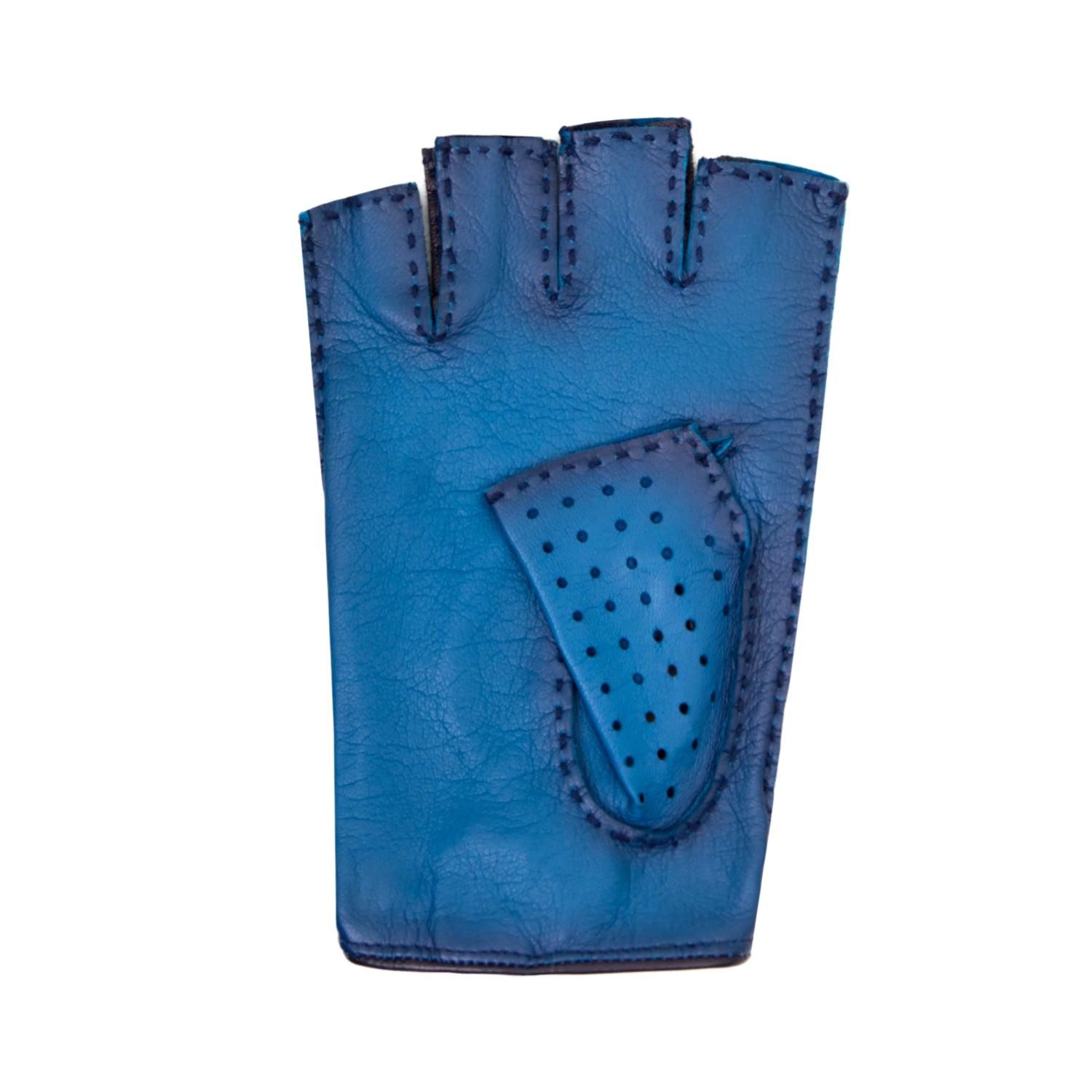 GUANTES PARA CONDUCIR EN PIEL PINTADA A MANO COLOR AZUL