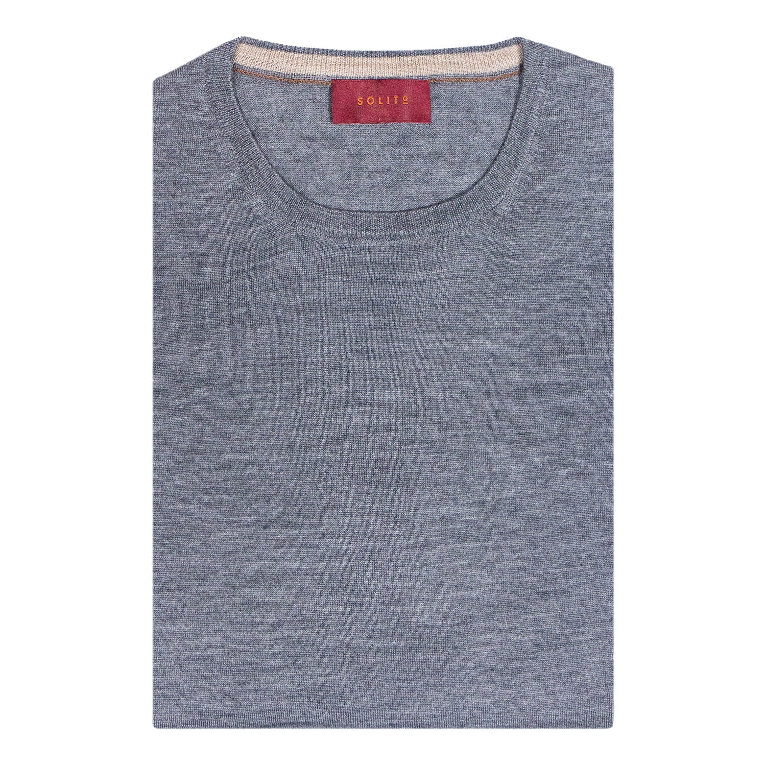 SUÉTER CUELLO CIRCULAR DE LANA Y SEDA COLOR GRIS