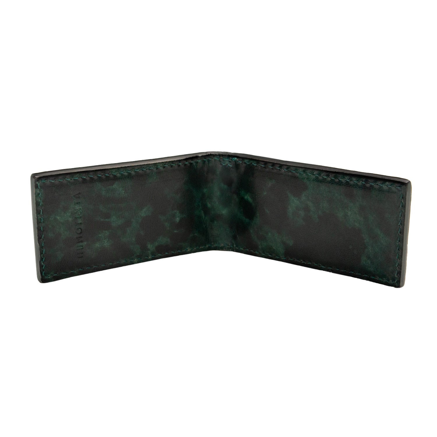 BILLETERA CLIP EN PIEL DE COCODRILO COLOR RADICA VERDE