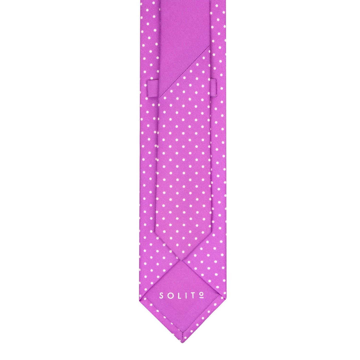CORBATA SOLITO PRINT TWILL LILA CLARO CON LUNAR POLKA DOT BLANCO