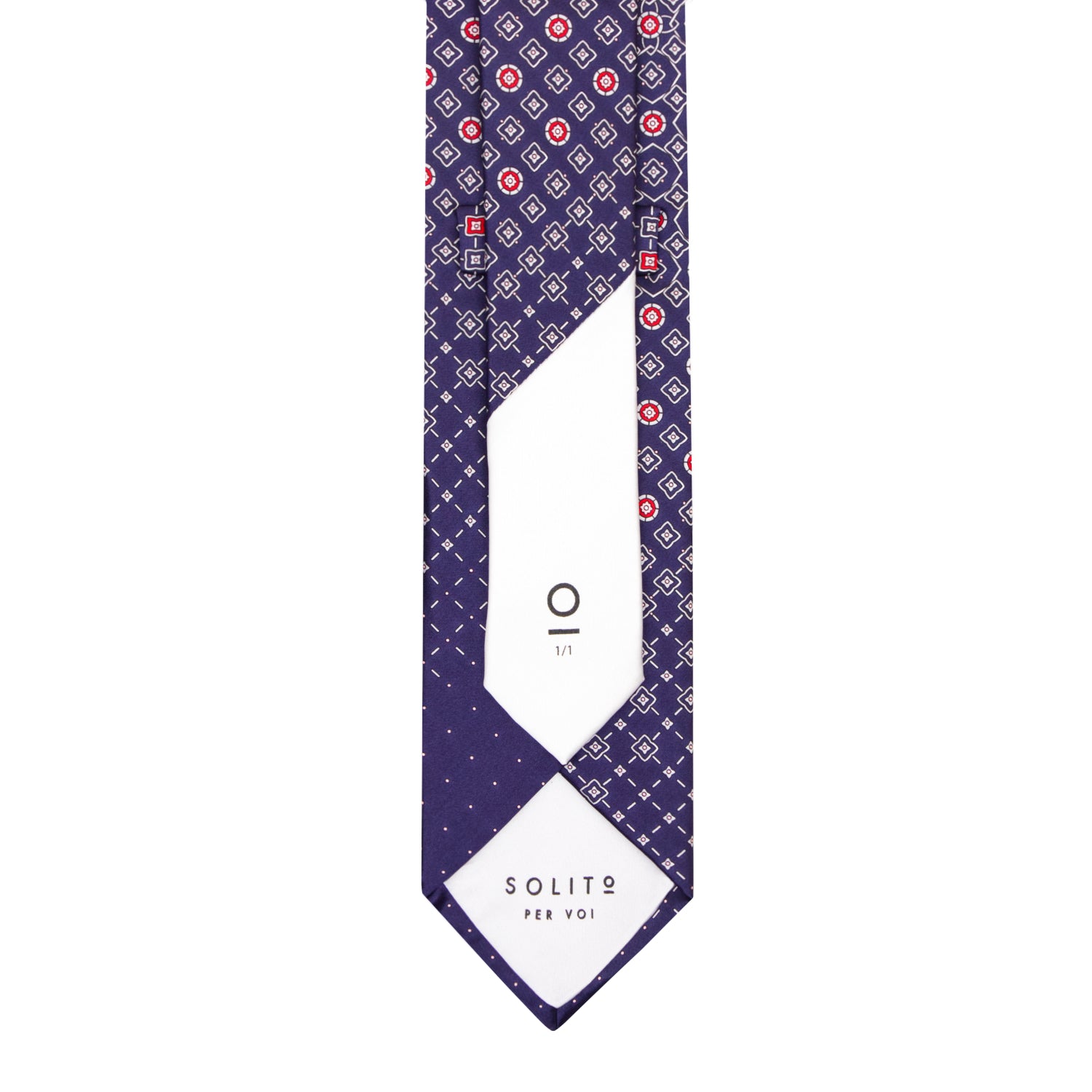 CORBATA EN SET CON PAÑUELO DE SEDA CON DIBUJOS GEOMÉTRICOS DE GRIS Y AZUL MEDIANOCHE