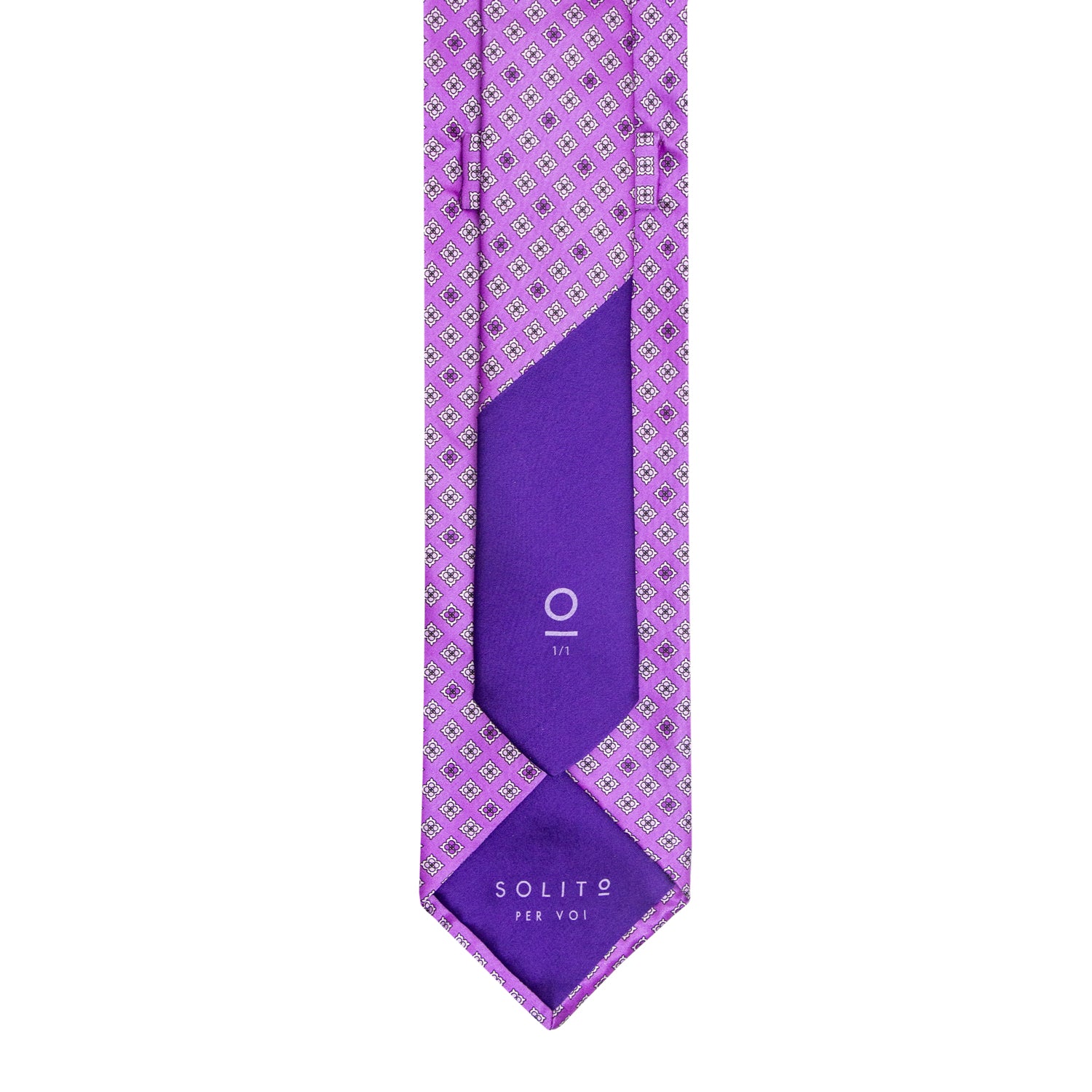 CORBATA EN SET CON PAÑUELO DE SEDA LILA CON CUADROS MORADOS