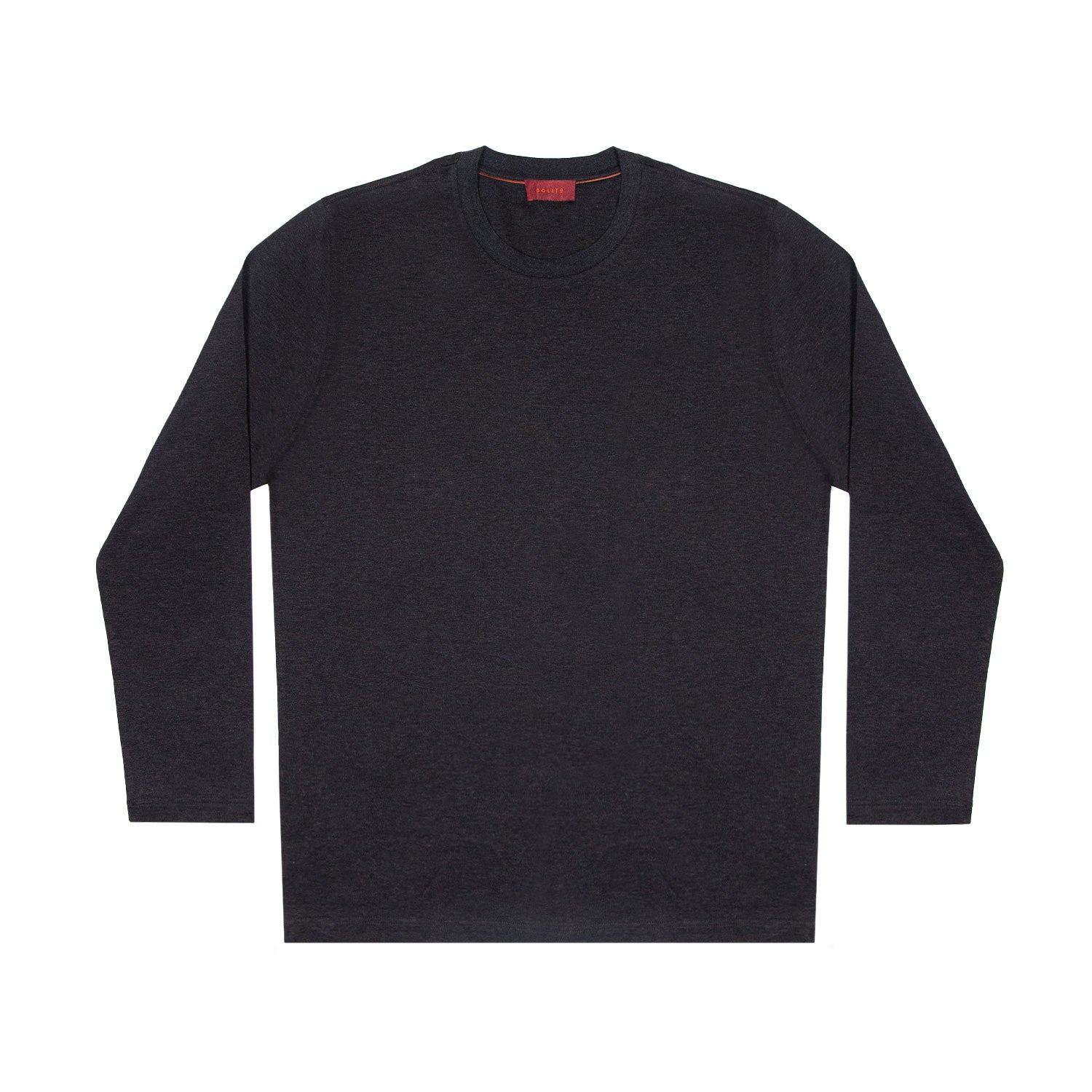 PLAYERA DE ALGODÓN CUELLO REDONDO MANGA LARGA GRIS OXFORD