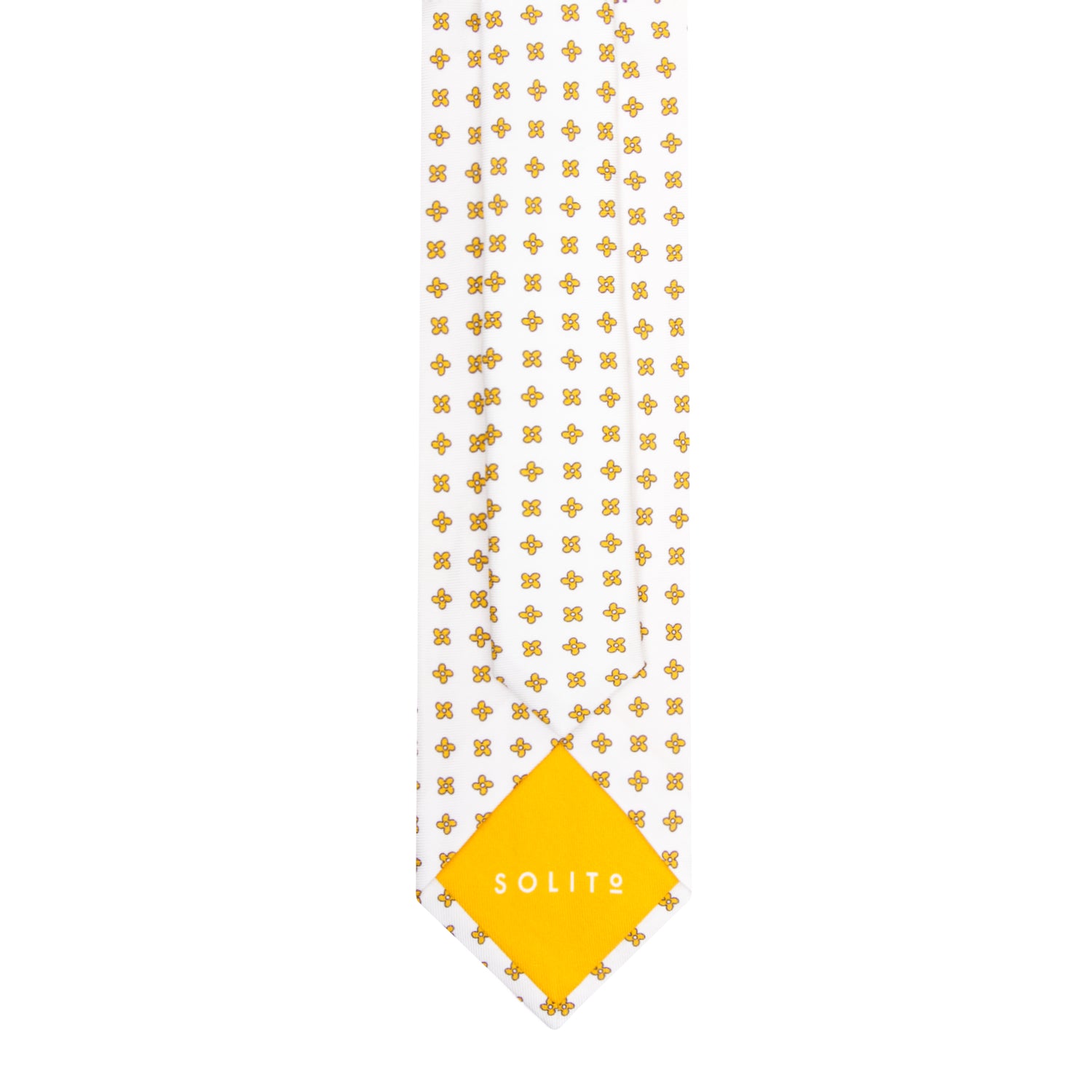 CORBATA 7 PLIEGUES EN SEDA CON CRUCES NARANJAS EN BLANCO