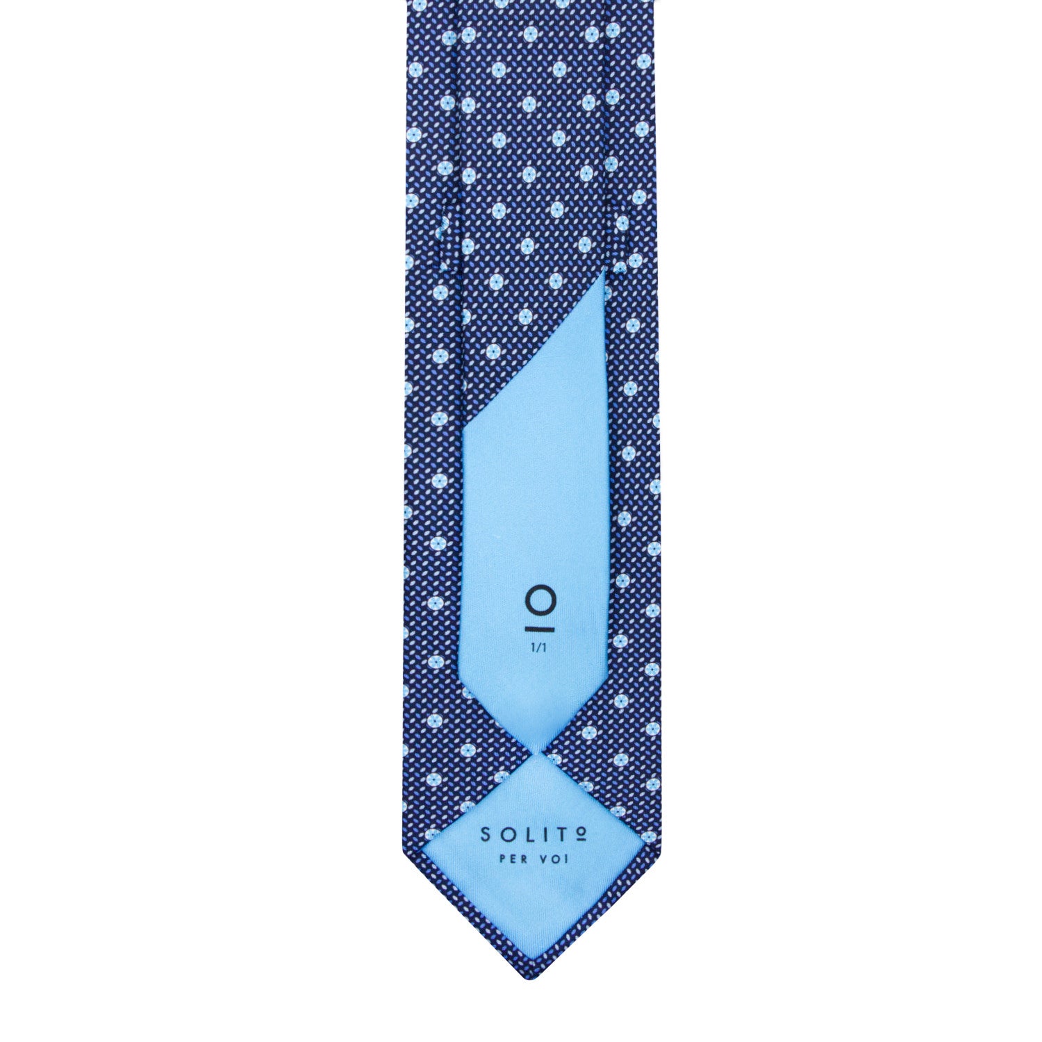 CORBATA EN SET CON PAÑUELO DE SEDA CON PUNTOS EN COLOR AZUL