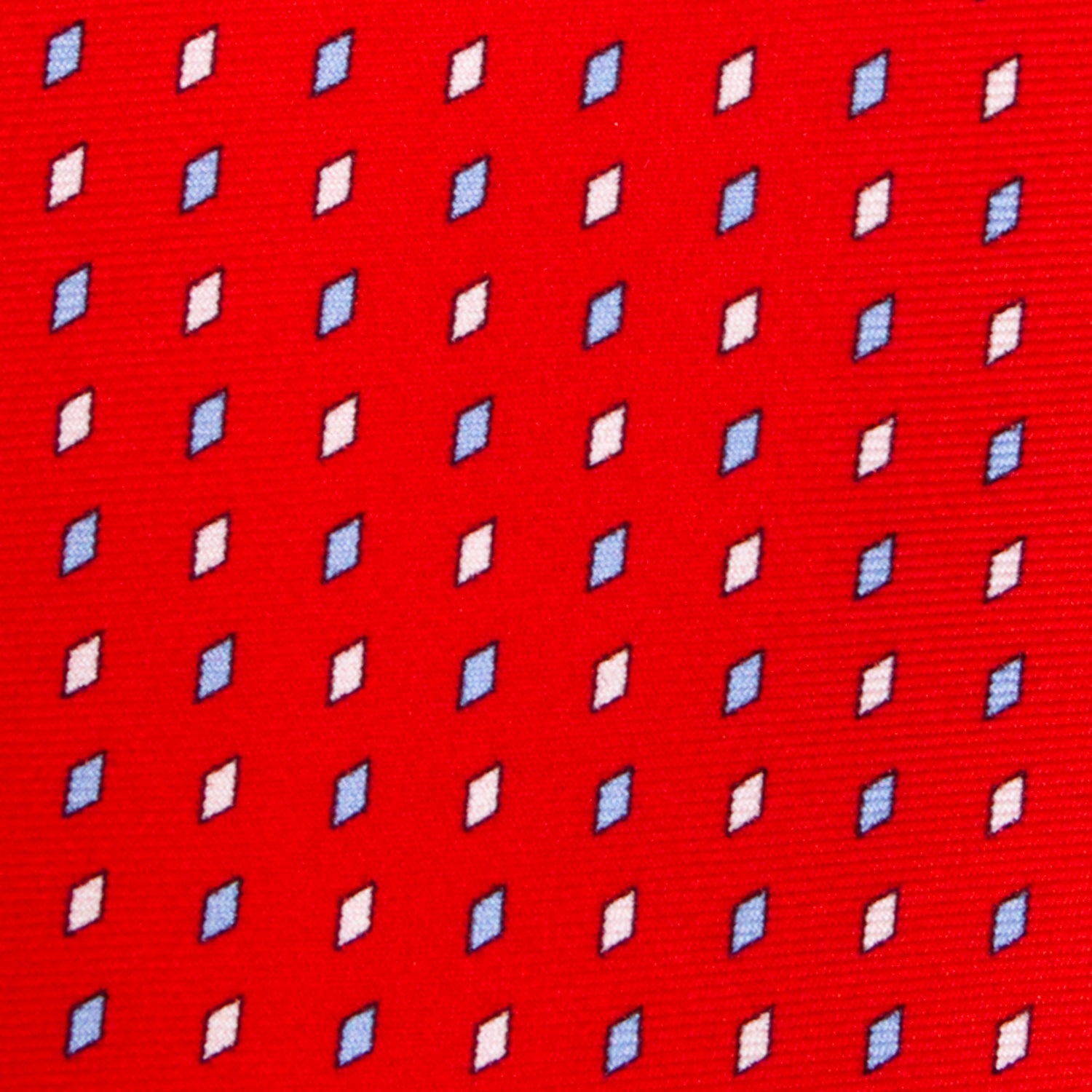 CAJA DE SEDA SET CORBATA CON PAÑUELO DE SEDA CON PUNTOS BLANCOS Y AZUL CLARO EN ROJO