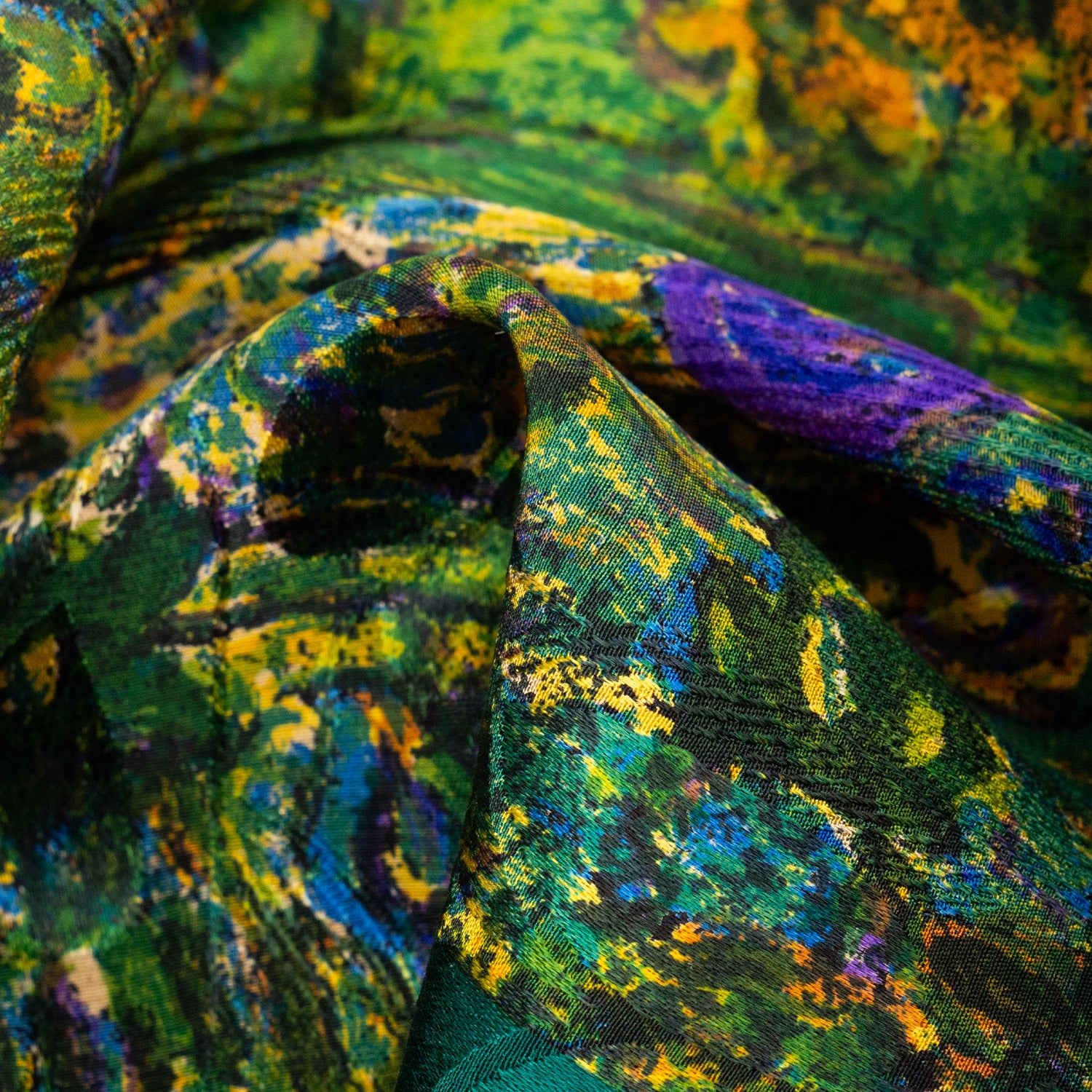 PAÑUELO SOLITO EN SEDA ESTOFA CUADRO VERDE