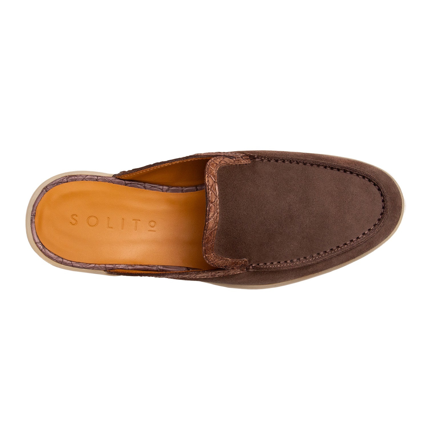 LOAFER BAJOS ABIERTOS EN SUEDE Y DETALLES EN COCODRILO CONSTRUCCIÓN SACHETTO COLOR GRIS CLARO