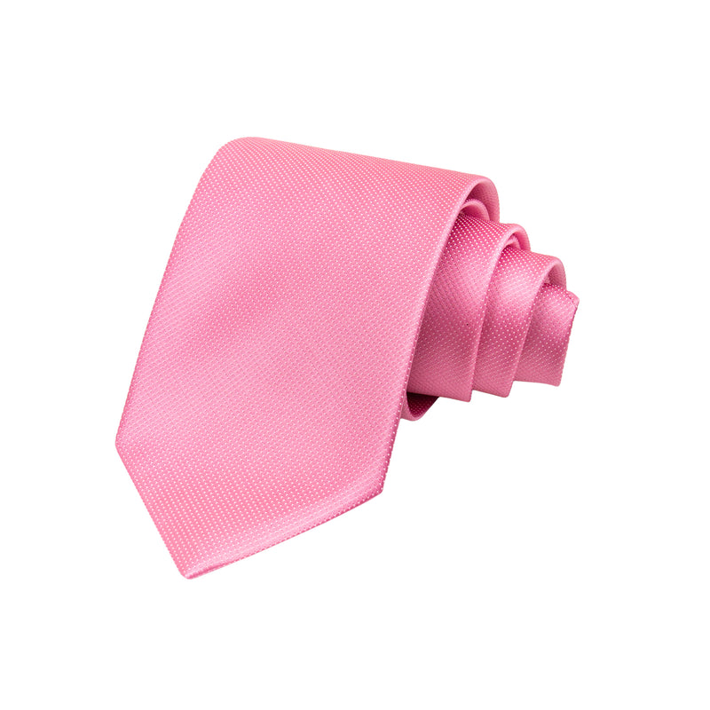 CORBATA SOLITO COLOR ROSA CON MICRO PUNTOS  BLANCOS 100% SEDA WOVEN