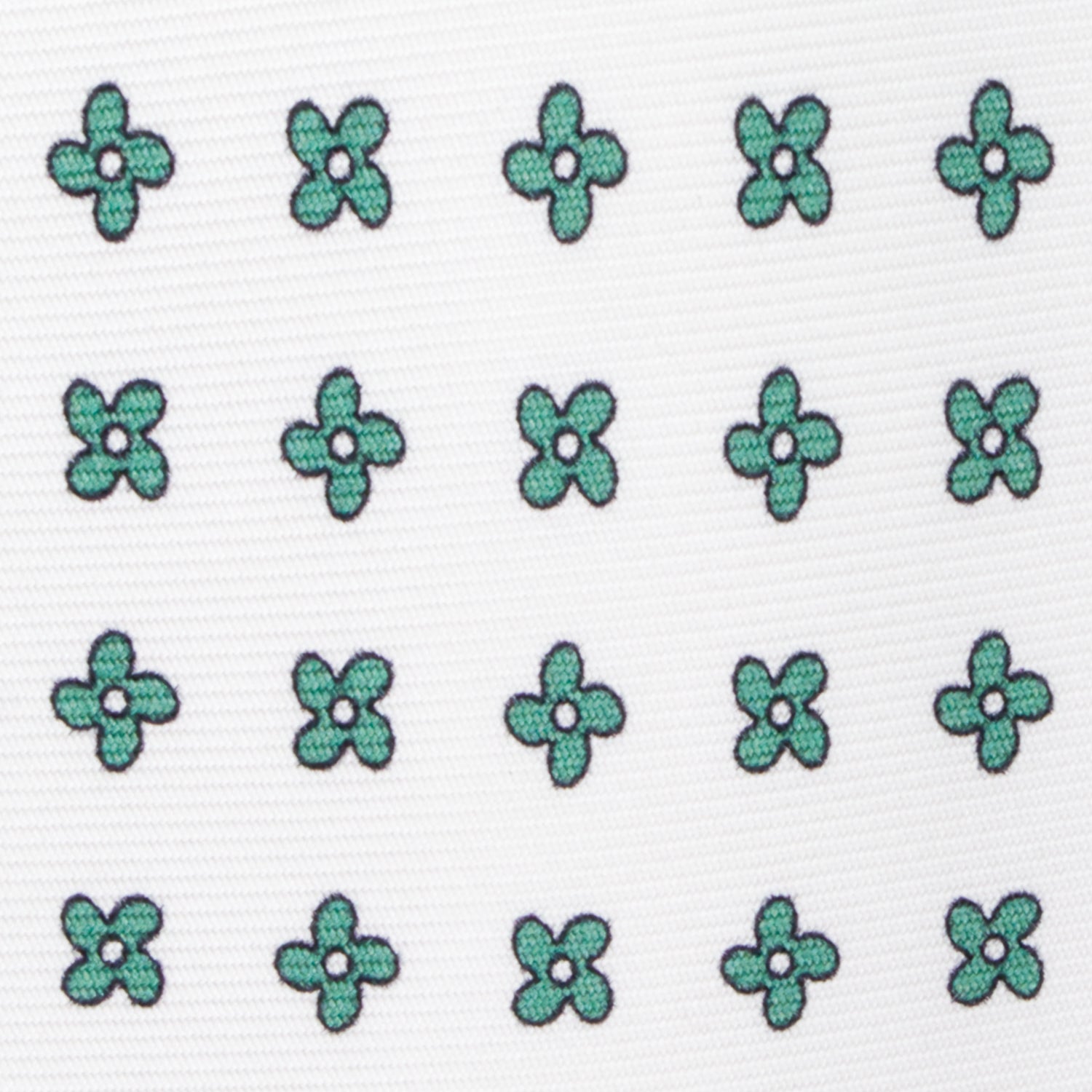 CORBATA 7 PLIEGUES EN SEDA WOOVEN CON CRUCES VERDES EN BLANCO