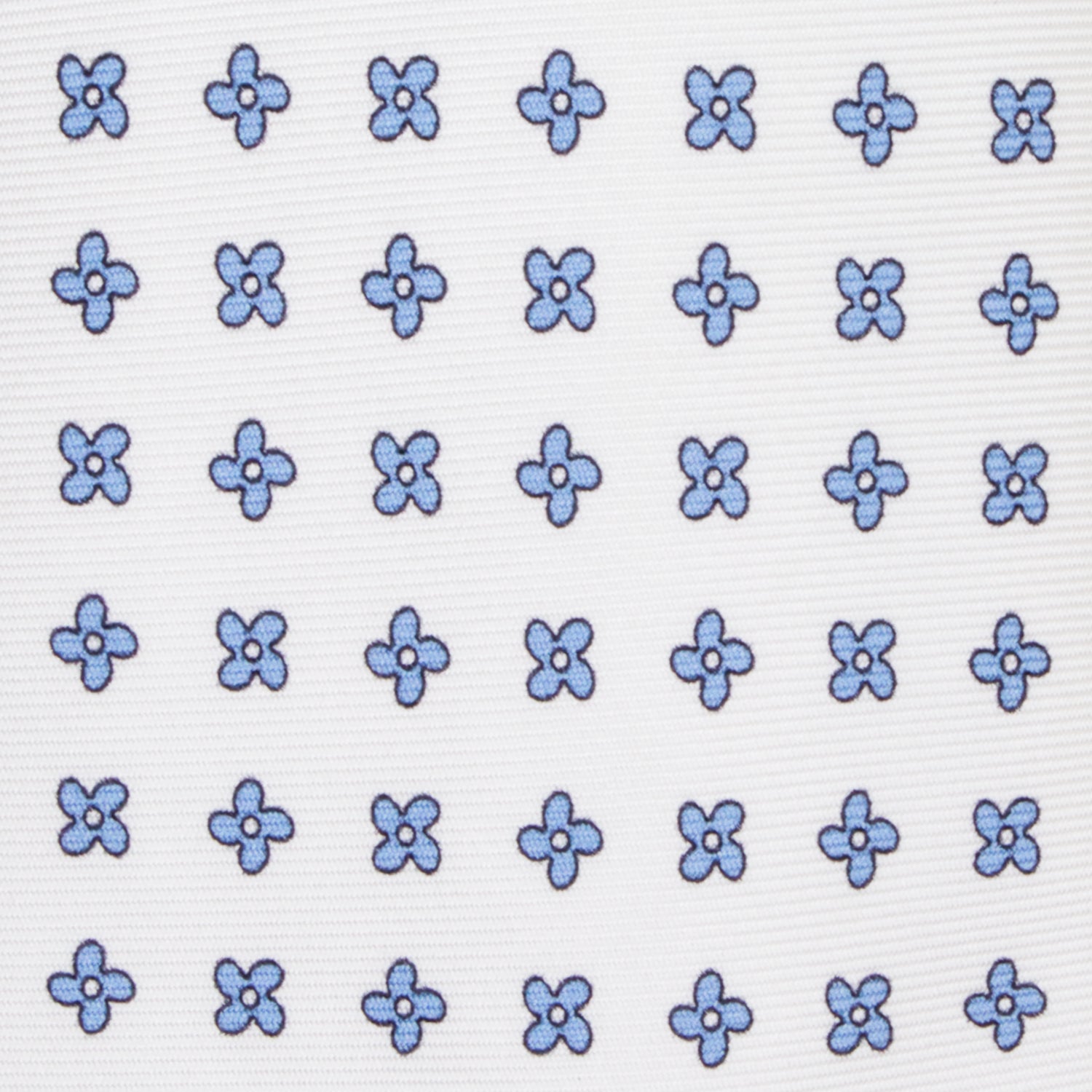 CORBATA 7 PLIEGUES EN SEDA WOOVEN CON CRUCES AZULES EN BLANCO