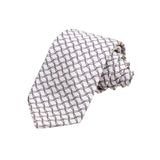 CORBATA EN SET CON PAÑUELO DE SEDA CON DIBUJO DE RED GRIS EN GRIS CLARO