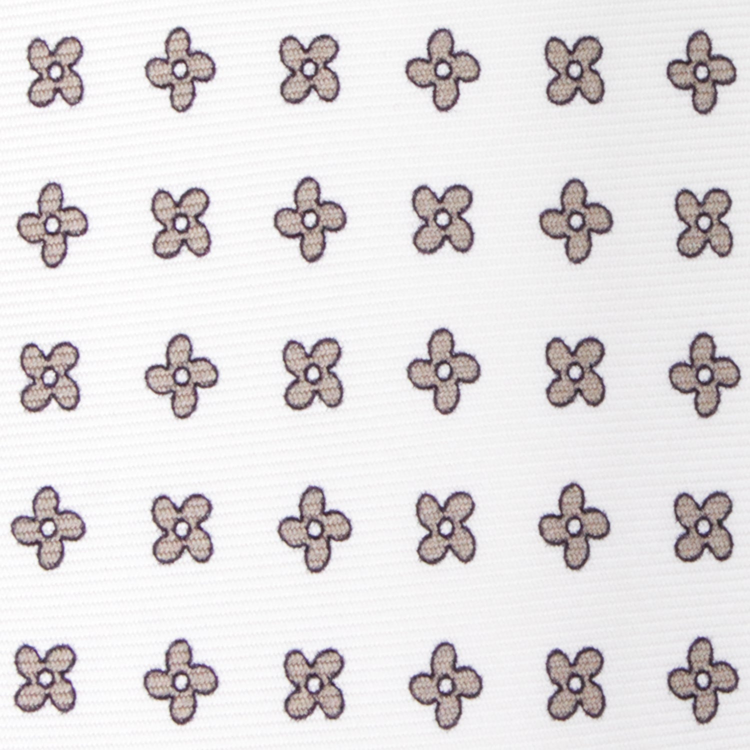 CORBATA 7 PLIEGUES EN SEDA WOOVEN CON CRUCES MARRONES EN BLANCO