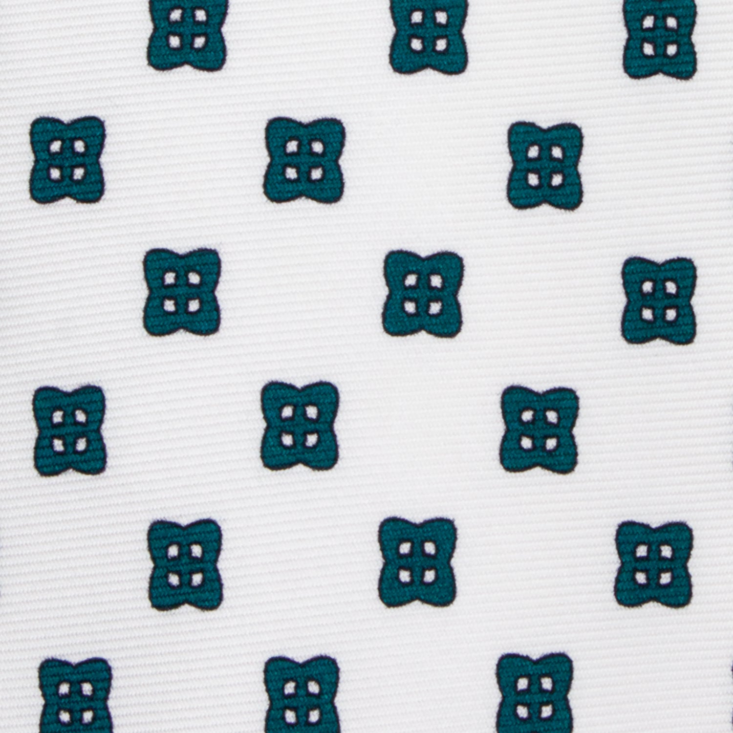 CORBATA 7 PLIEGUES EN SEDA WOOVEN CON CUADROS A CRUZ VERDES EN BLANCO