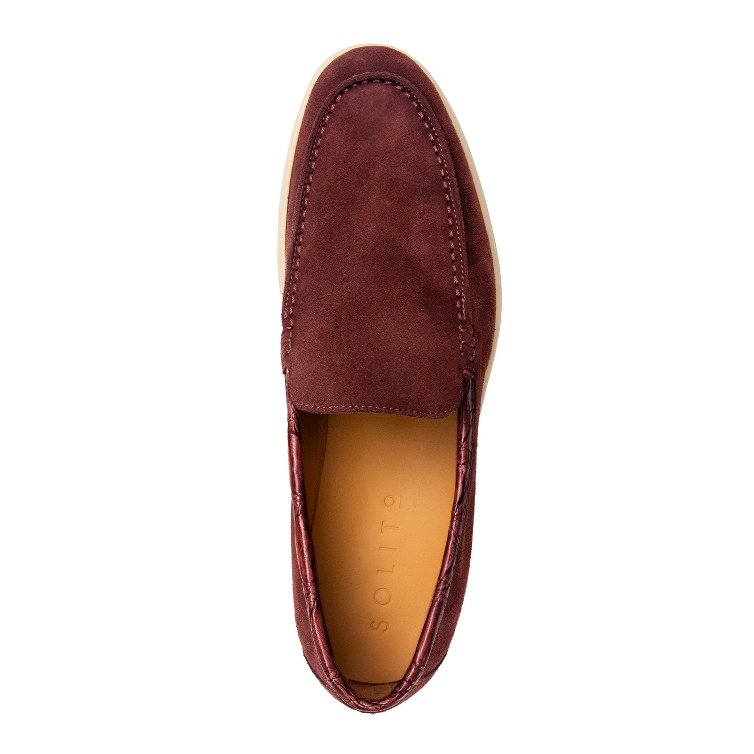 LOAFER BAJOS EN SUEDE Y DETALLES EN COCODRILO CONSTRUCCIÓN SACCHETTO COLOR GUINDA