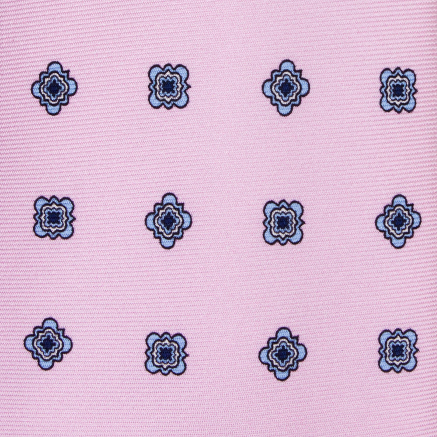 CORBATA 7 PLIEGUES EN SEDA CON FLORES AZULES EN ROSA