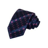 CORBATA PLISADA SOLITO EN SEDA SATINADA COLOR MARINO CON MANDALAS EN FIUCSA/ROSA