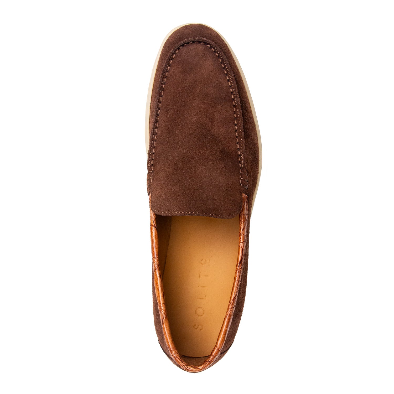 LOAFER BAJOS EN SUEDE Y DETALLES EN COCODRILO CONSTRUCCIÓN SACCHETTO COLOR MARRÓN