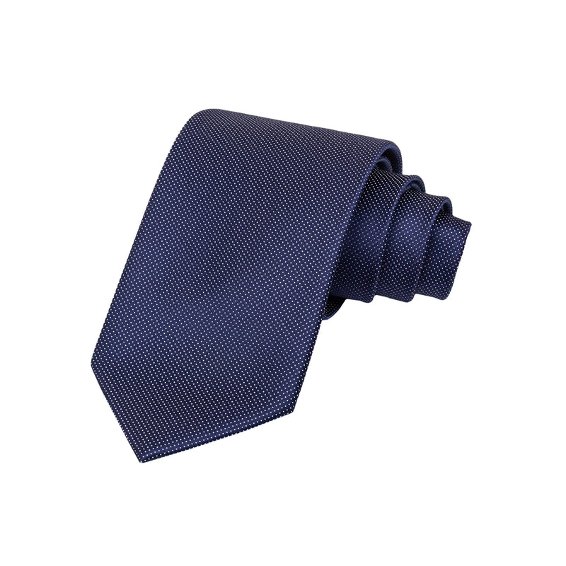 CORBATA SOLITO WOVEN AZUL MARINO CON MICRO POLKA DOT BLANCO