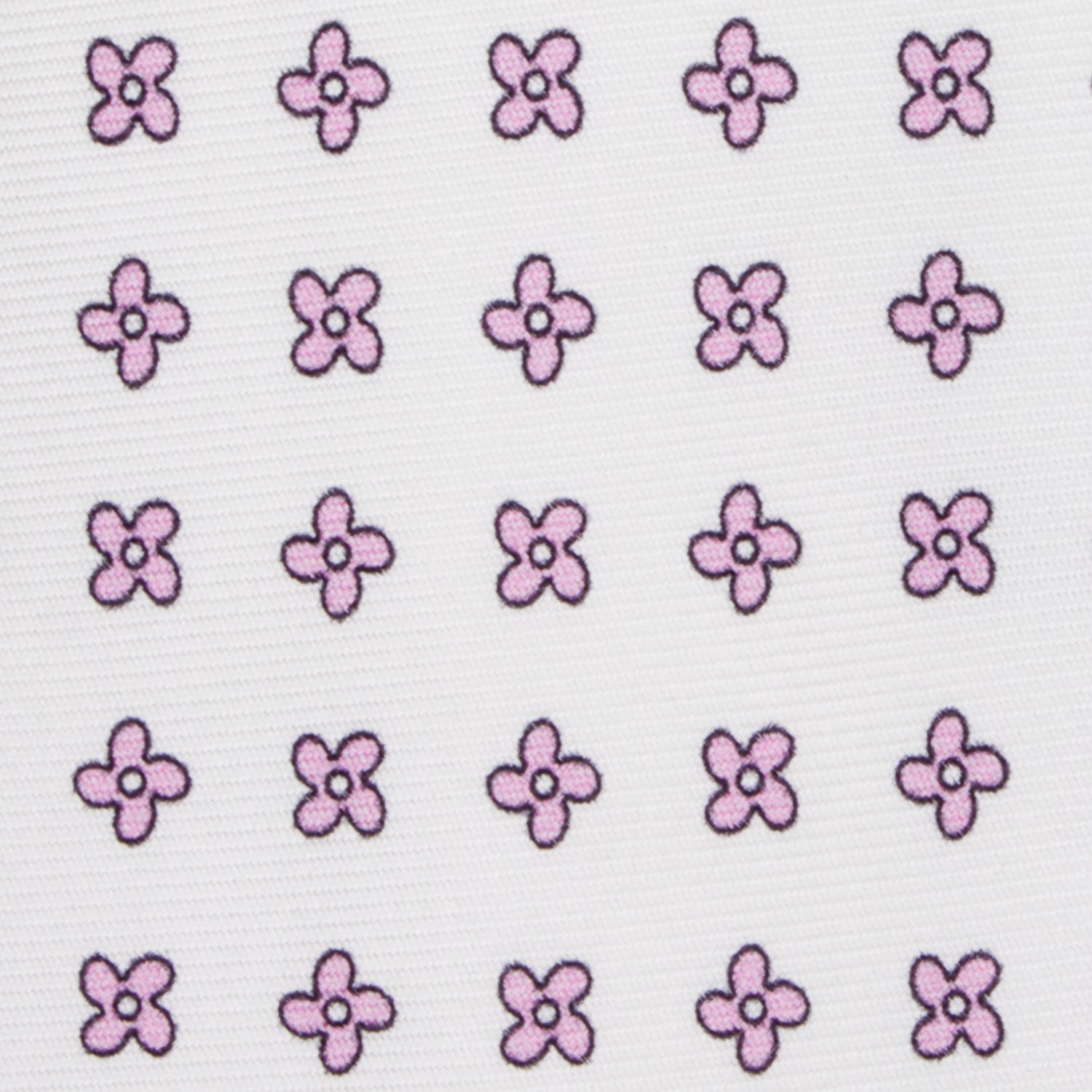 CORBATA 7 PLIEGUES EN SEDA WOOVEN CON CRUCES ROSAS EN BLANCO