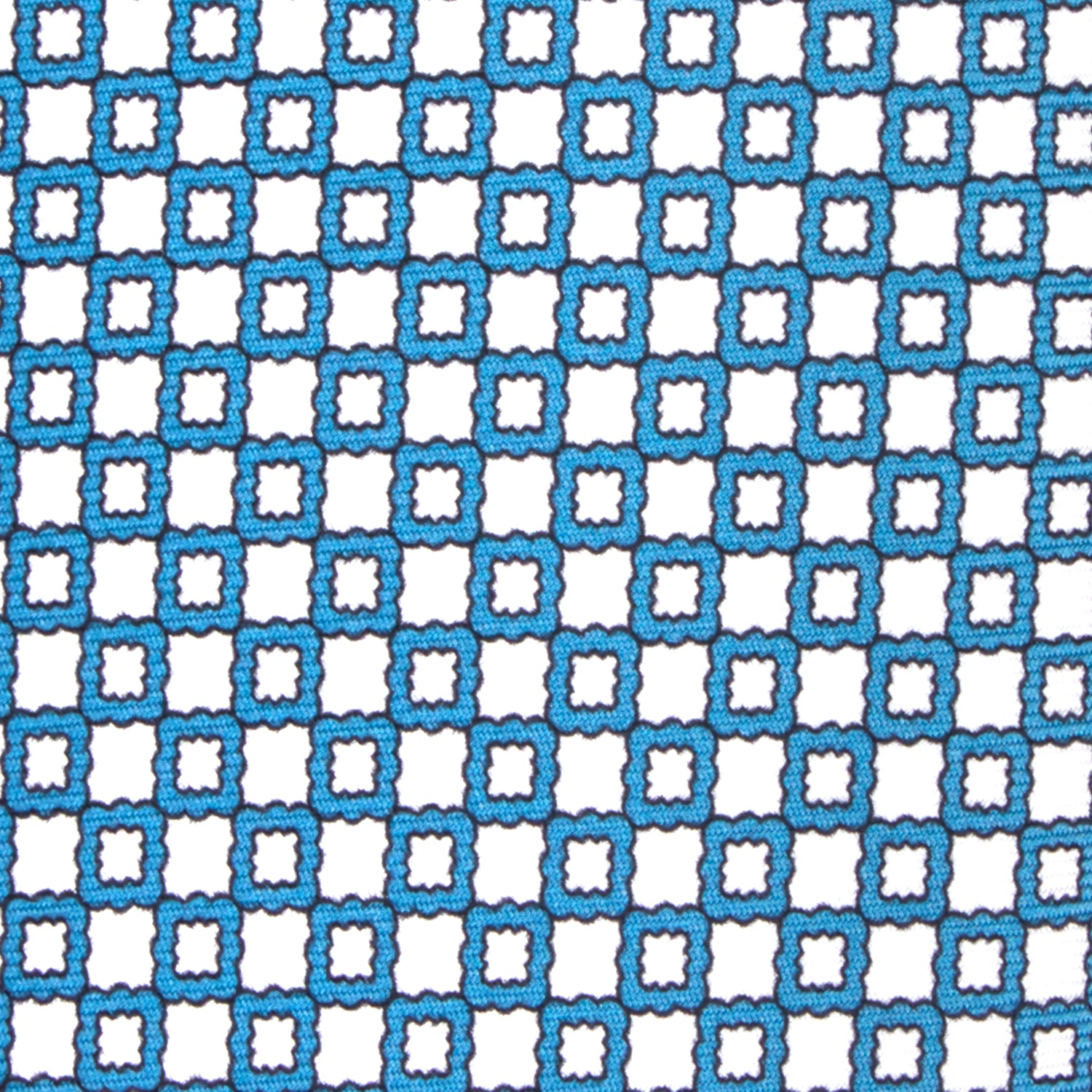 CORBATA 7 PLIEGUES EN SEDA WOOVEN CON PUNTOS Y FLORES BLANCAS EN AZUL