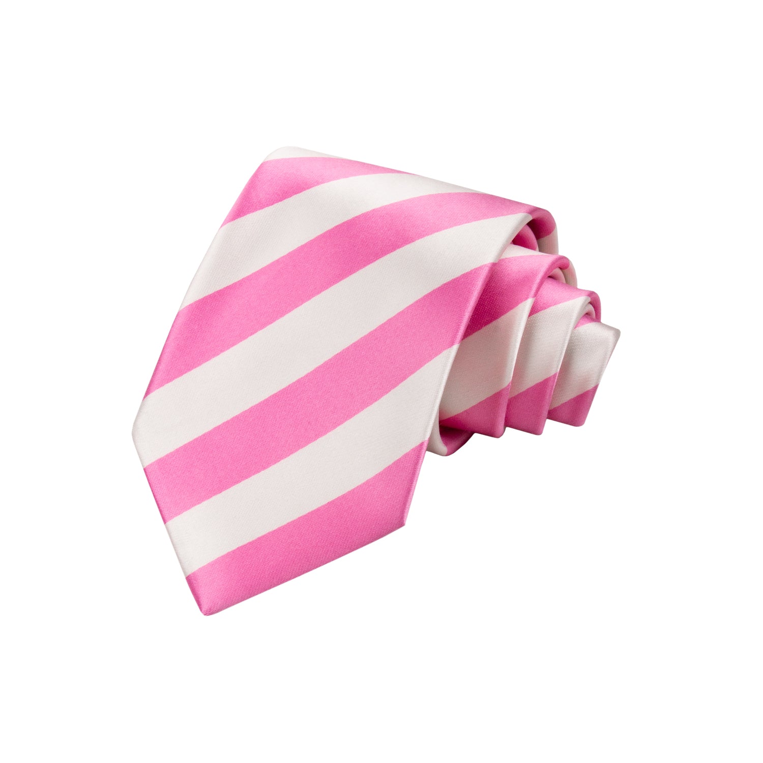 CORBATA SOLITO CON RAYAS ROSA Y BLANCO 100% SEDA